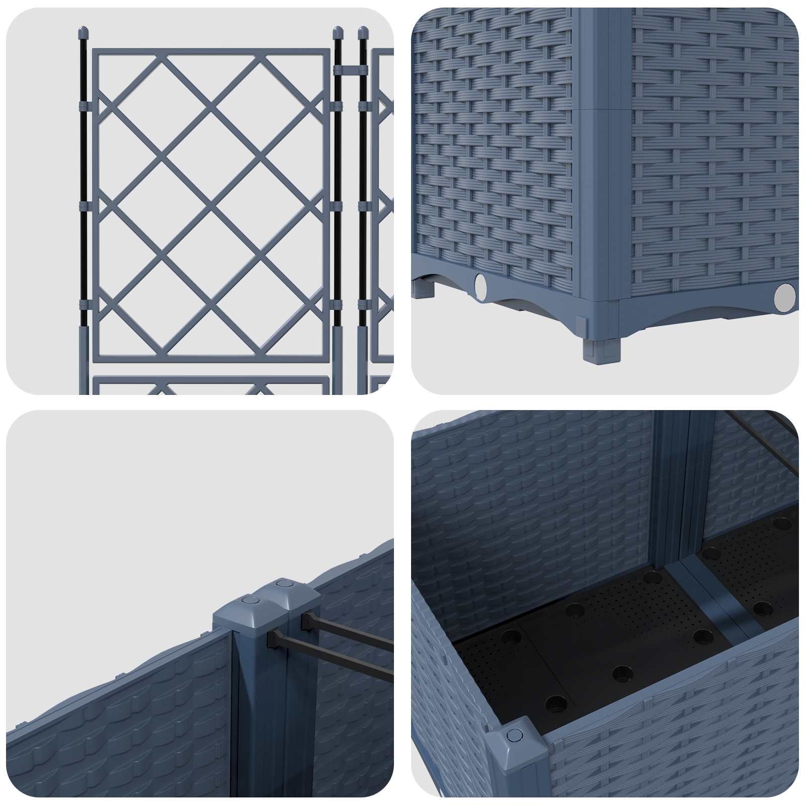 Vaso da giardino 2 pz Grigio 80 x 40 x 143 cm PP