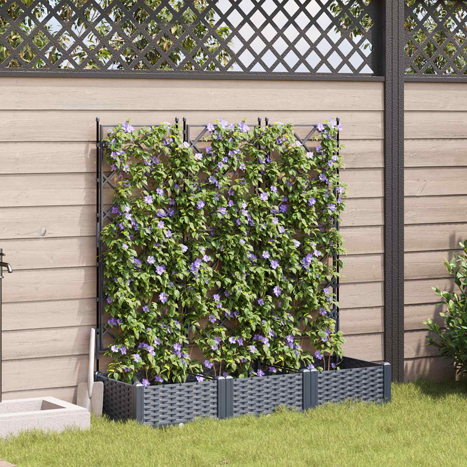 Vaso da giardino 3 pz Grigio 120 x 40 x 125,5 cm PP