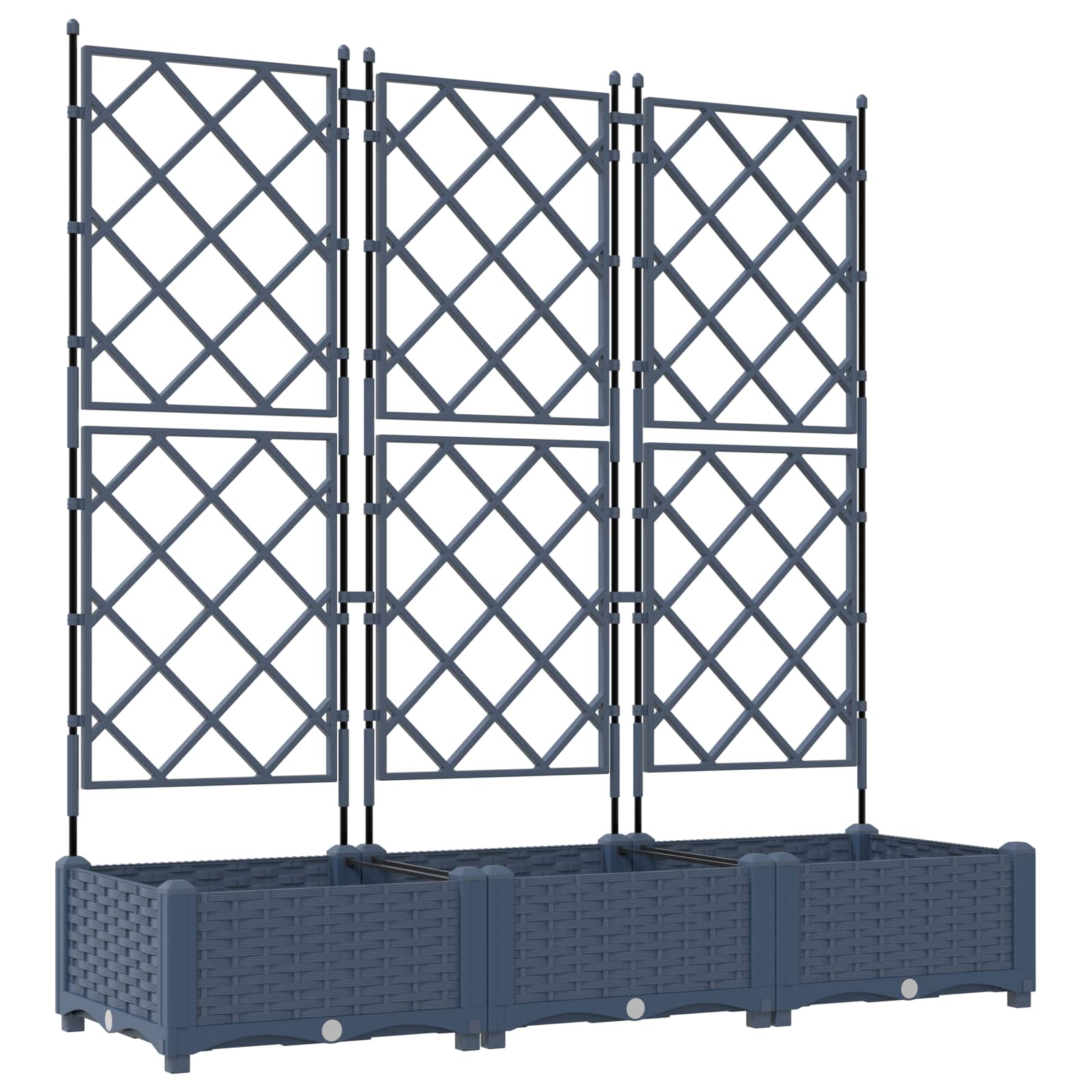 Vaso da giardino 3 pz Grigio 120 x 40 x 125,5 cm PP
