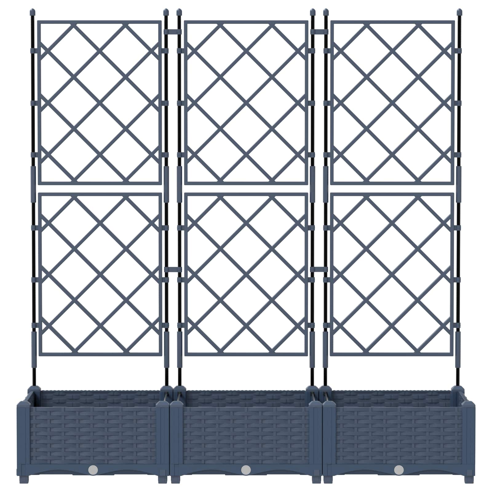 Vaso da giardino 3 pz Grigio 120 x 40 x 125,5 cm PP