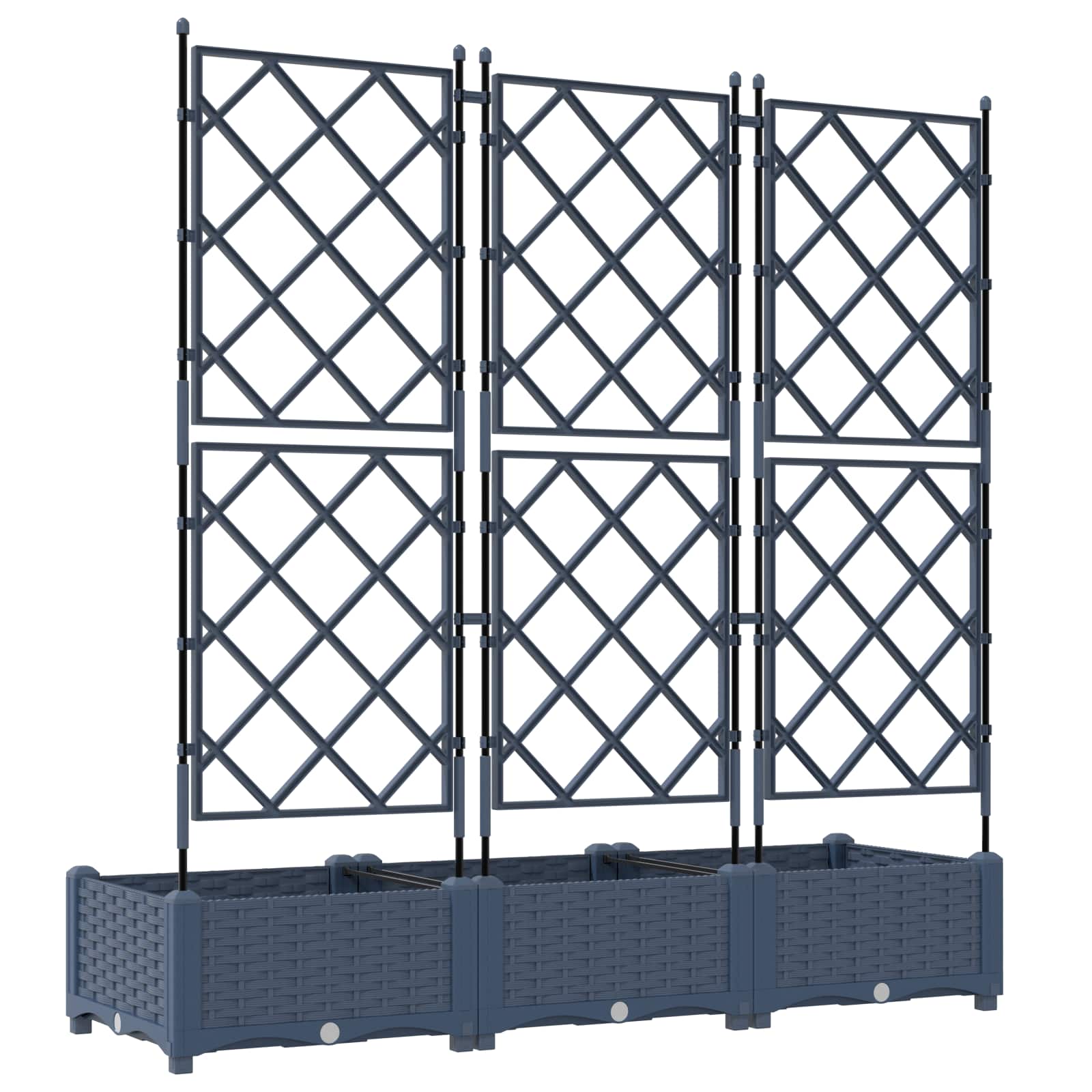 Vaso da giardino 3 pz Grigio 120 x 40 x 125,5 cm PP