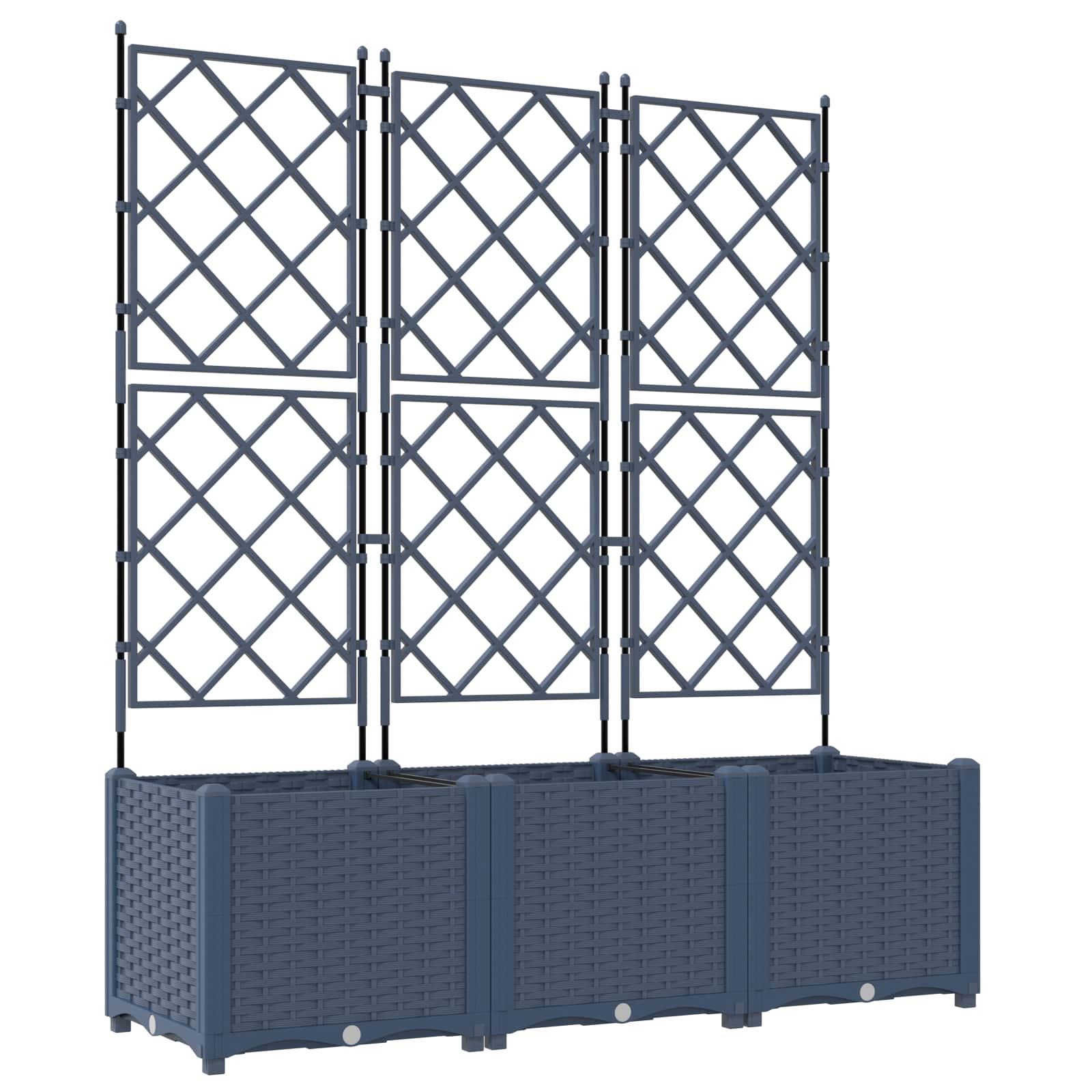 Vaso da giardino 3 pz Grigio 120 x 40 x 143 cm PP
