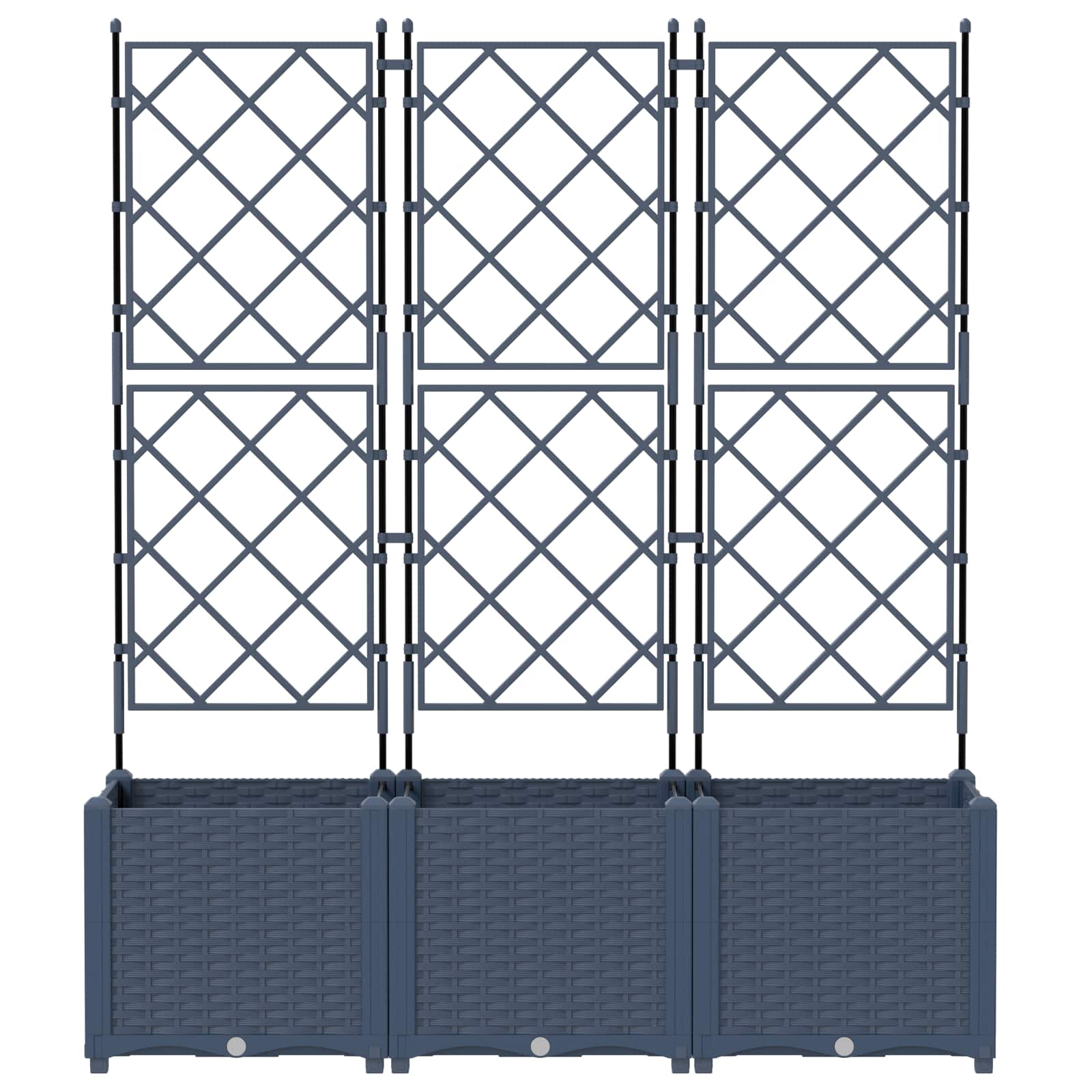 Vaso da giardino 3 pz Grigio 120 x 40 x 143 cm PP