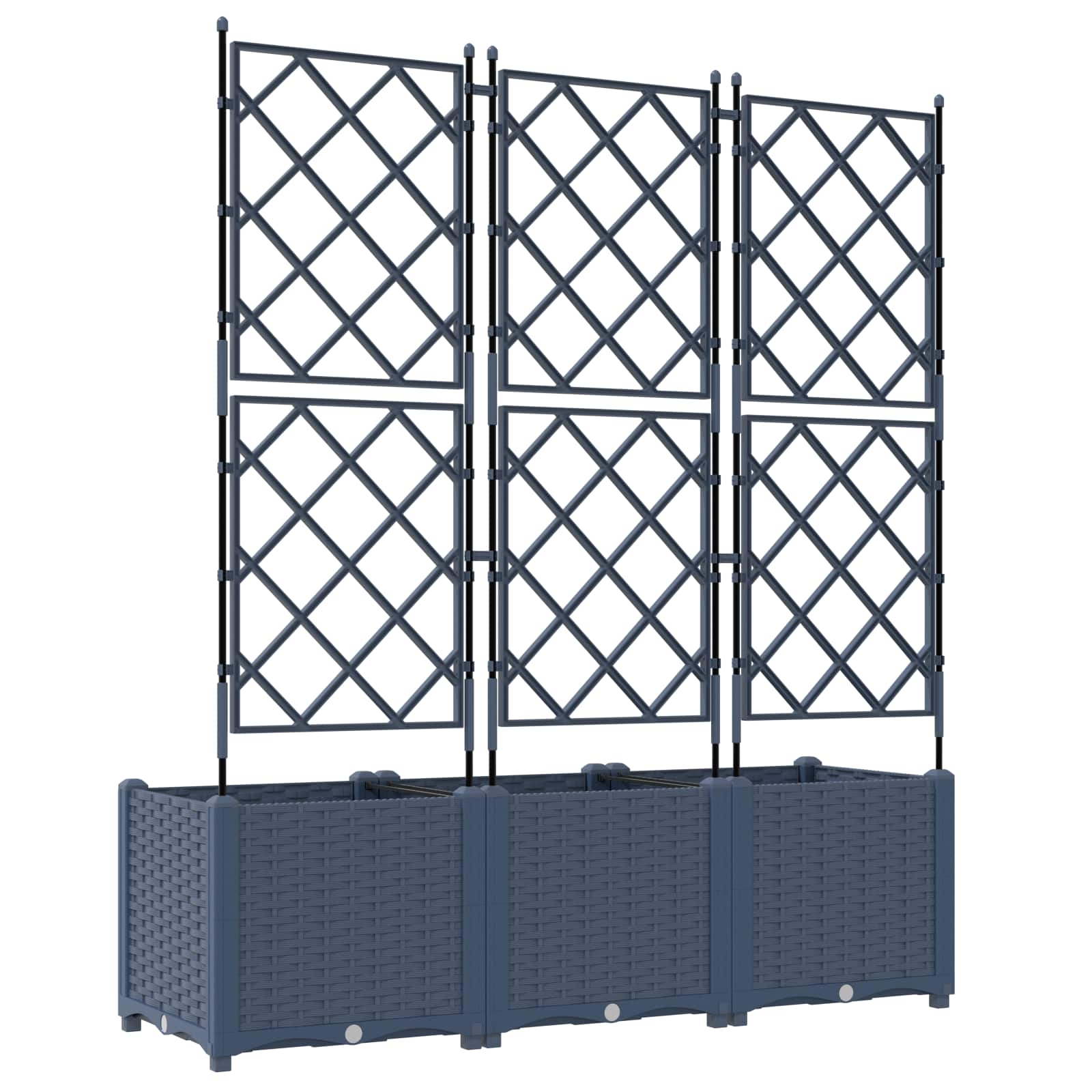 Vaso da giardino 3 pz Grigio 120 x 40 x 143 cm PP
