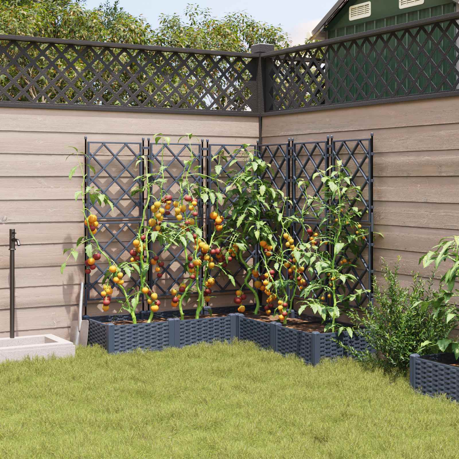 Vaso da giardino 5 pz Grigio 120 x 120 x 125,5 cm PP