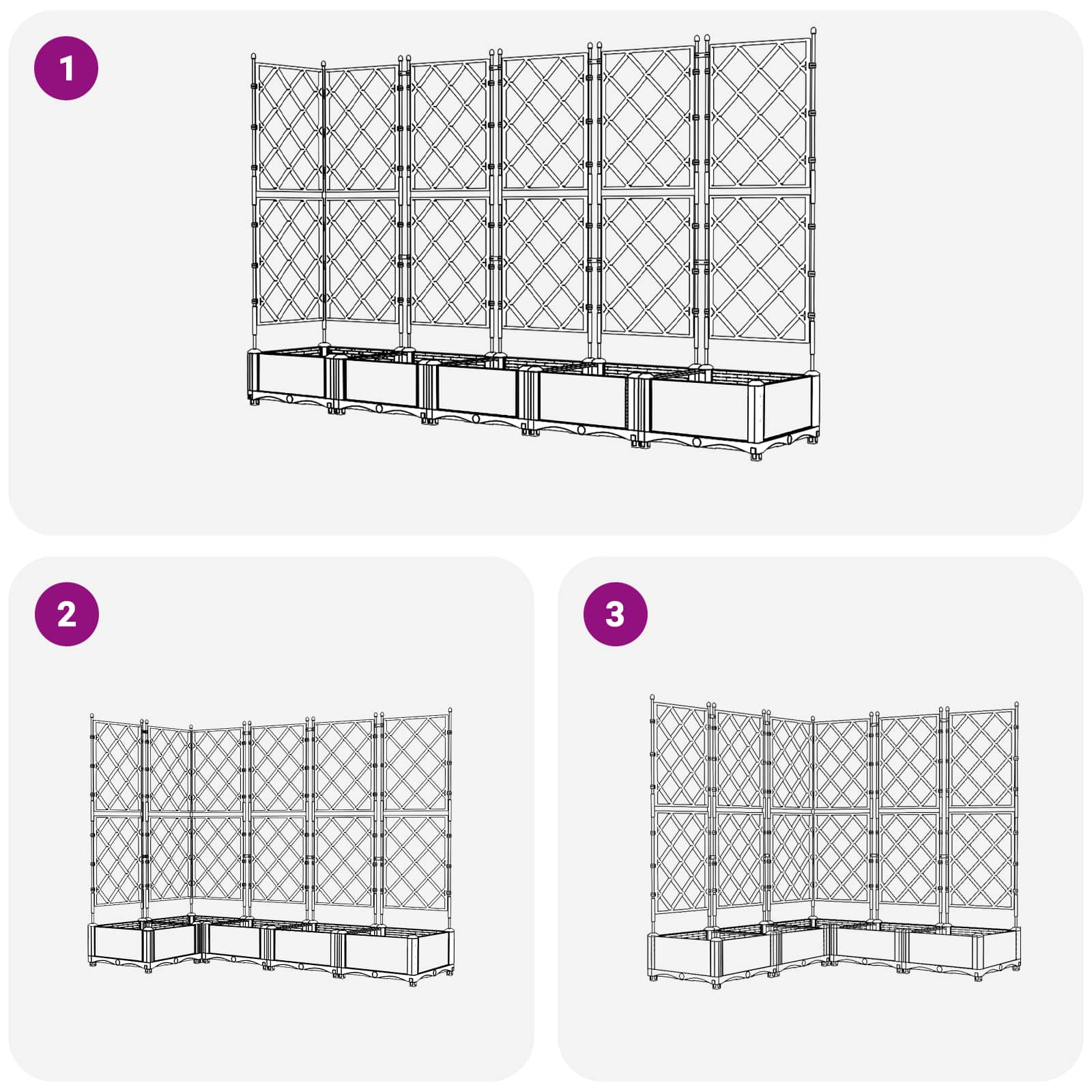 Vaso da giardino 5 pz Grigio 120 x 120 x 125,5 cm PP
