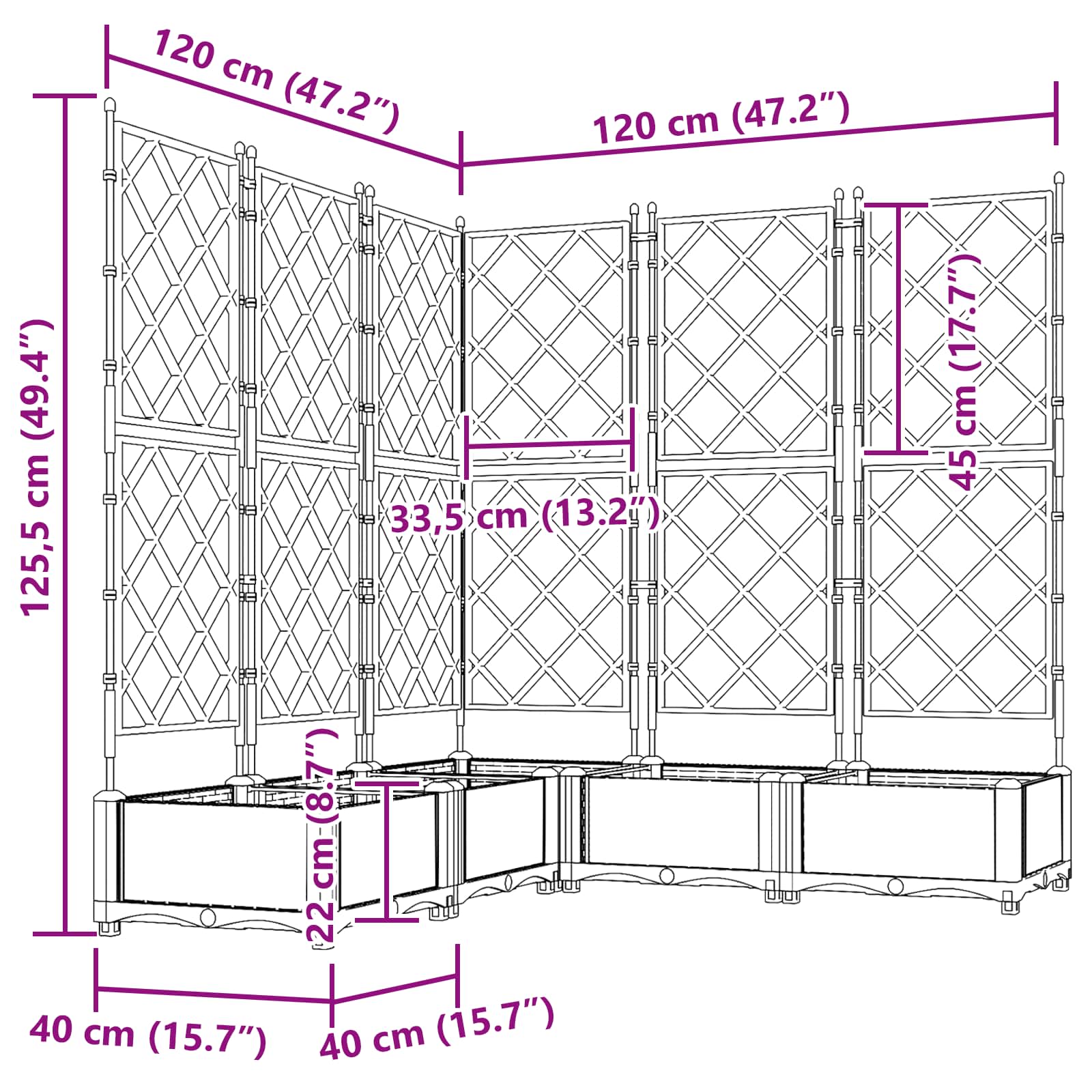 Vaso da giardino 5 pz Grigio 120 x 120 x 125,5 cm PP
