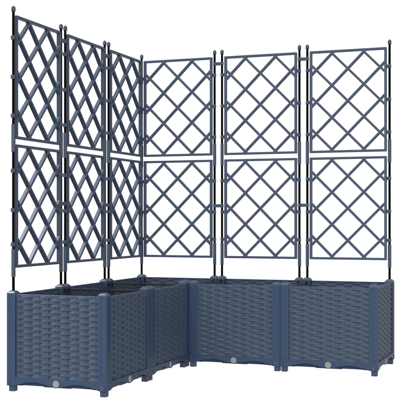Vaso da giardino 5 pz Grigio 120 x 120 x 143 cm PP