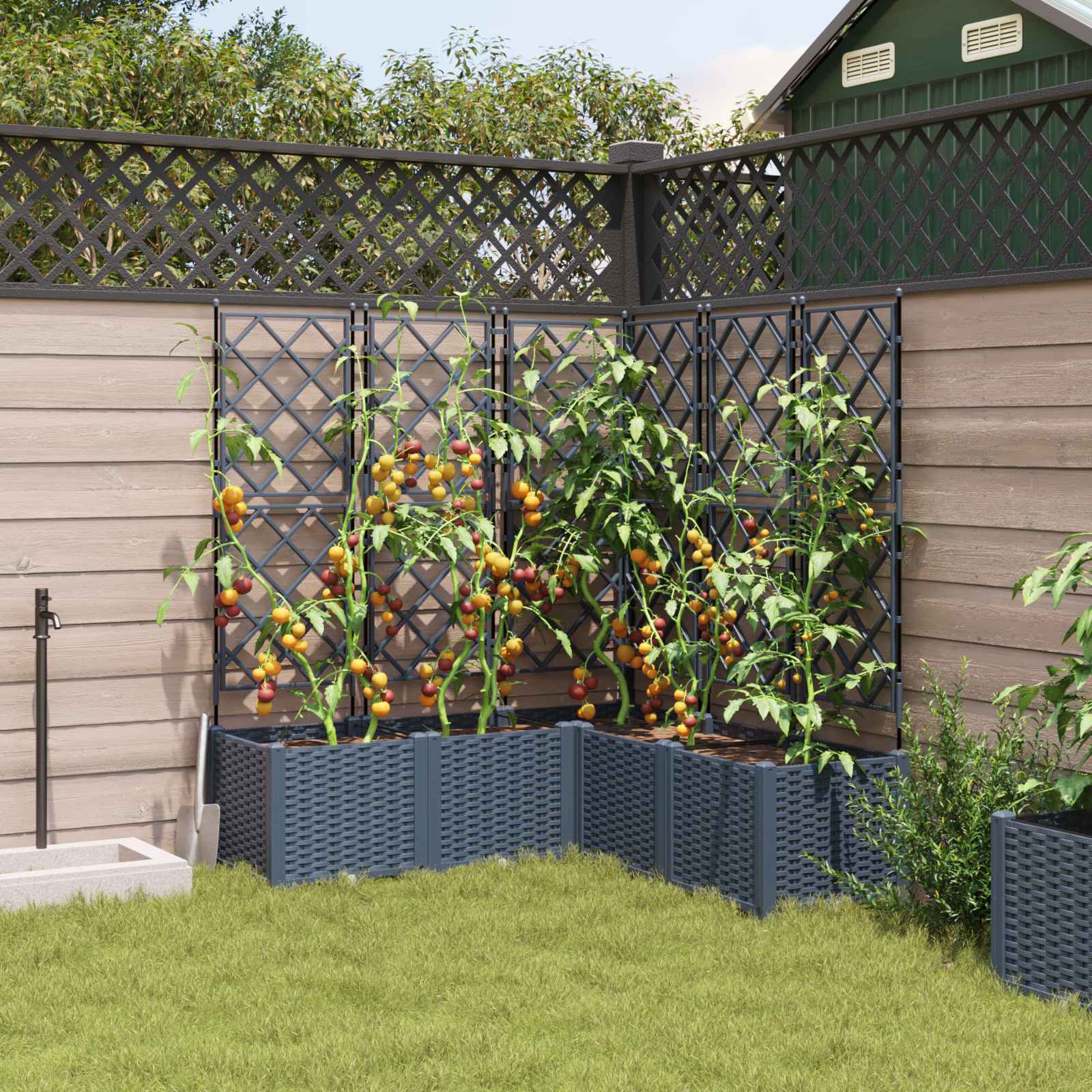 Vaso da giardino 5 pz Grigio 120 x 120 x 143 cm PP