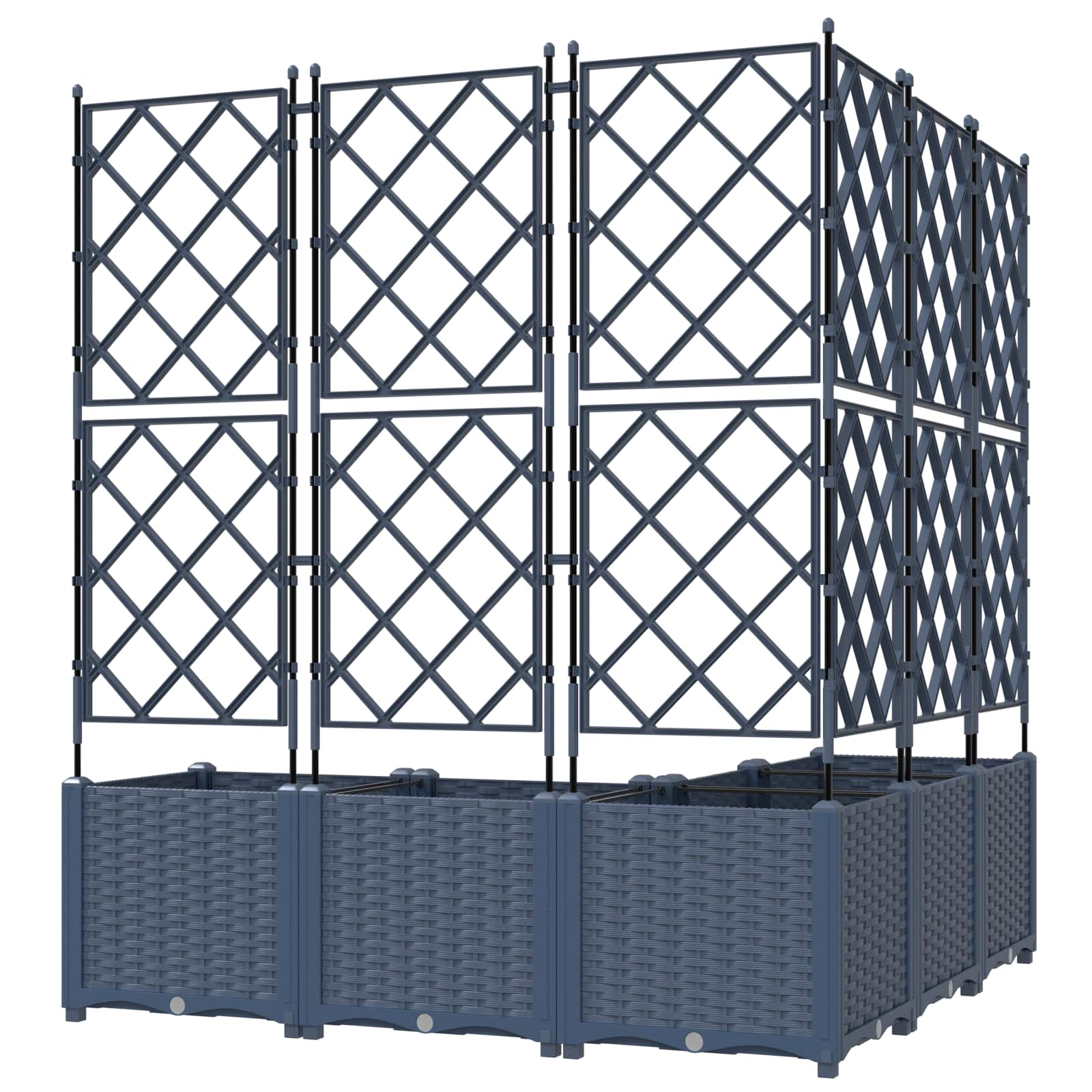 Vaso da giardino 5 pz Grigio 120 x 120 x 143 cm PP