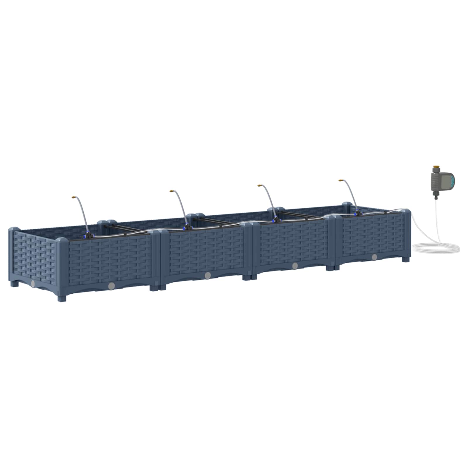 Vaso da giardino 4 pz Grigio 160 x 40 x 22 cm PP