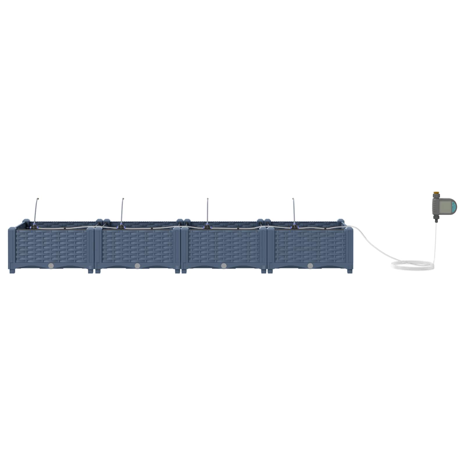 Vaso da giardino 4 pz Grigio 160 x 40 x 22 cm PP