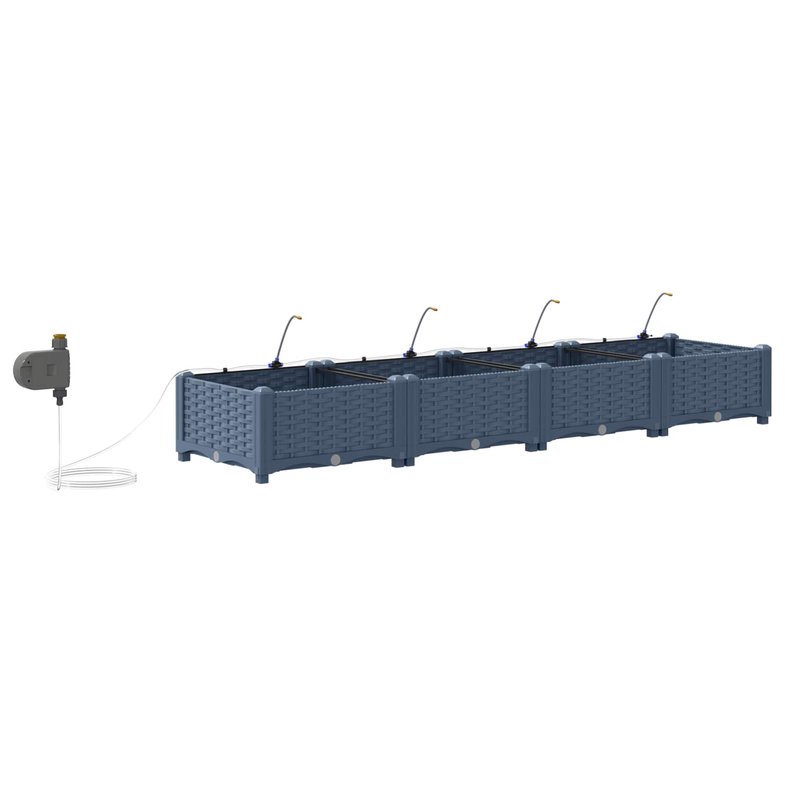 Vaso da giardino 4 pz Grigio 160 x 40 x 22 cm PP