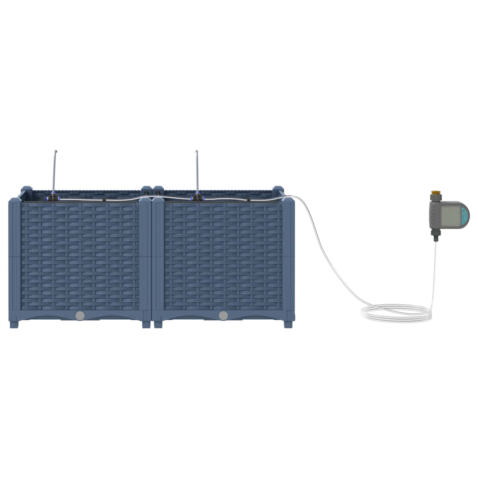 Vaso da giardino 2 pz Grigio 80 x 40 x 37,5 cm PP
