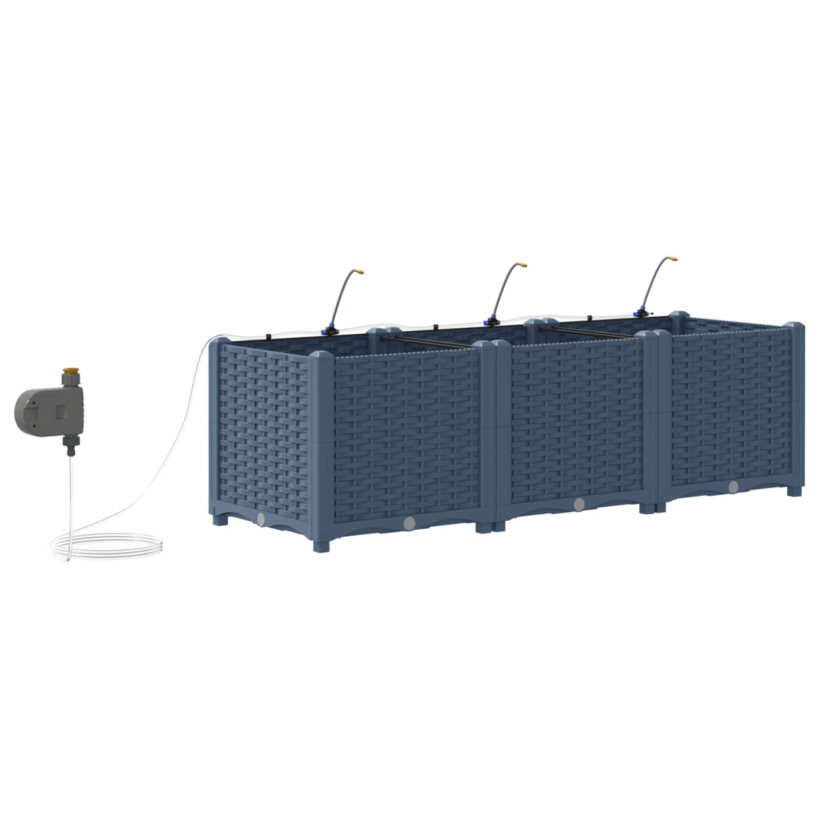 Vaso da giardino 3 pz Grigio 120 x 40 x 37,5 cm PP