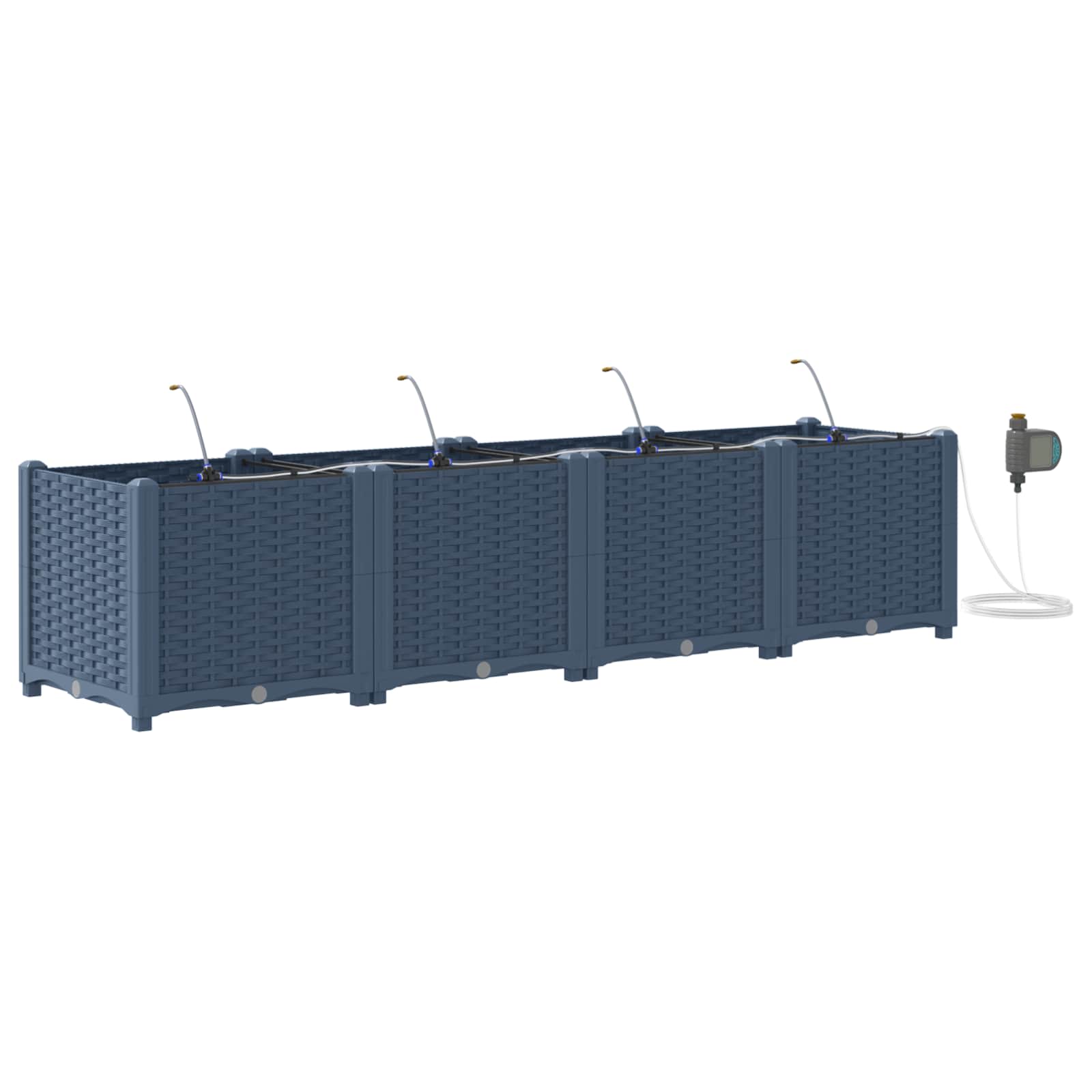 Vaso da giardino 4 pz Grigio 160 x 40 x 37,5 cm PP