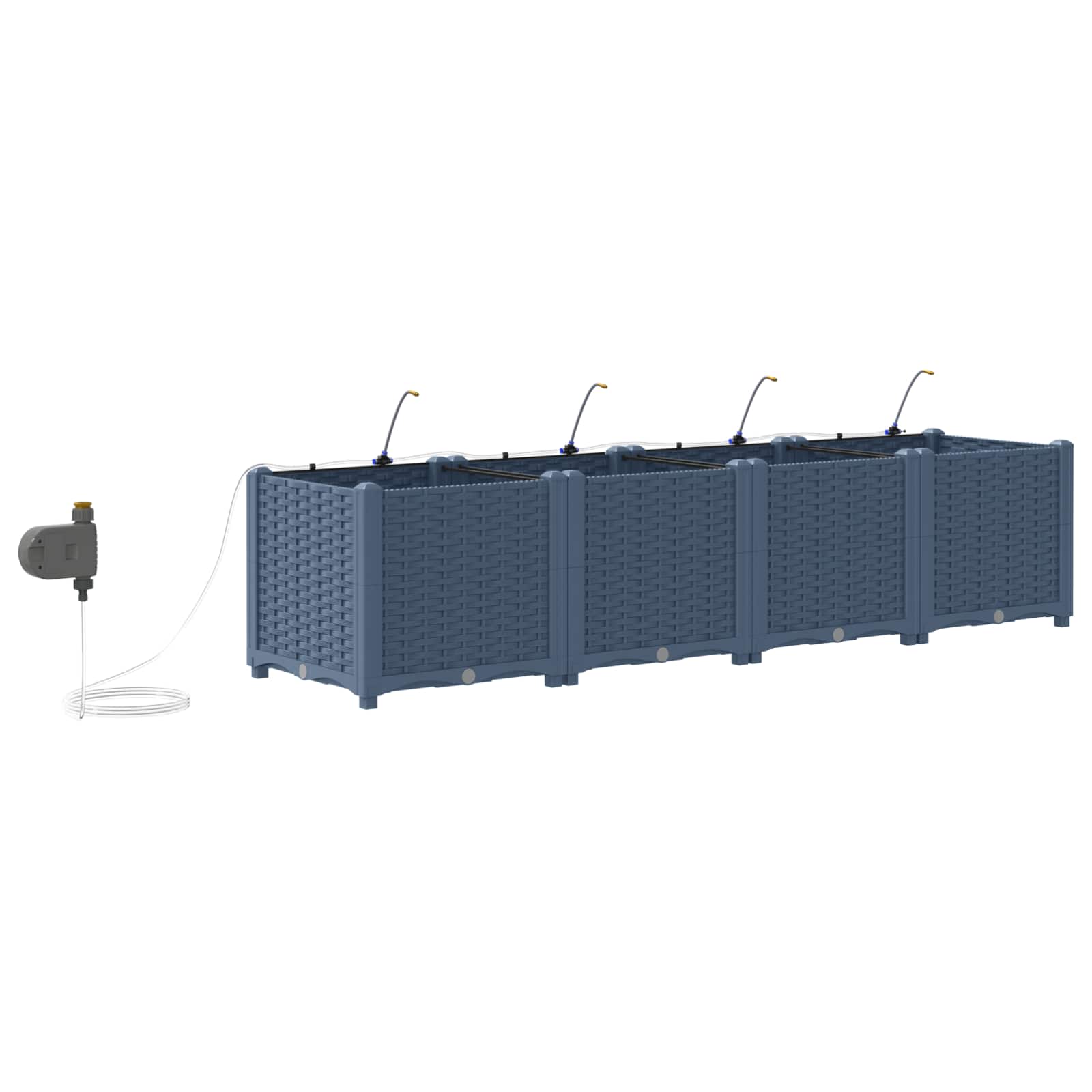Vaso da giardino 4 pz Grigio 160 x 40 x 37,5 cm PP
