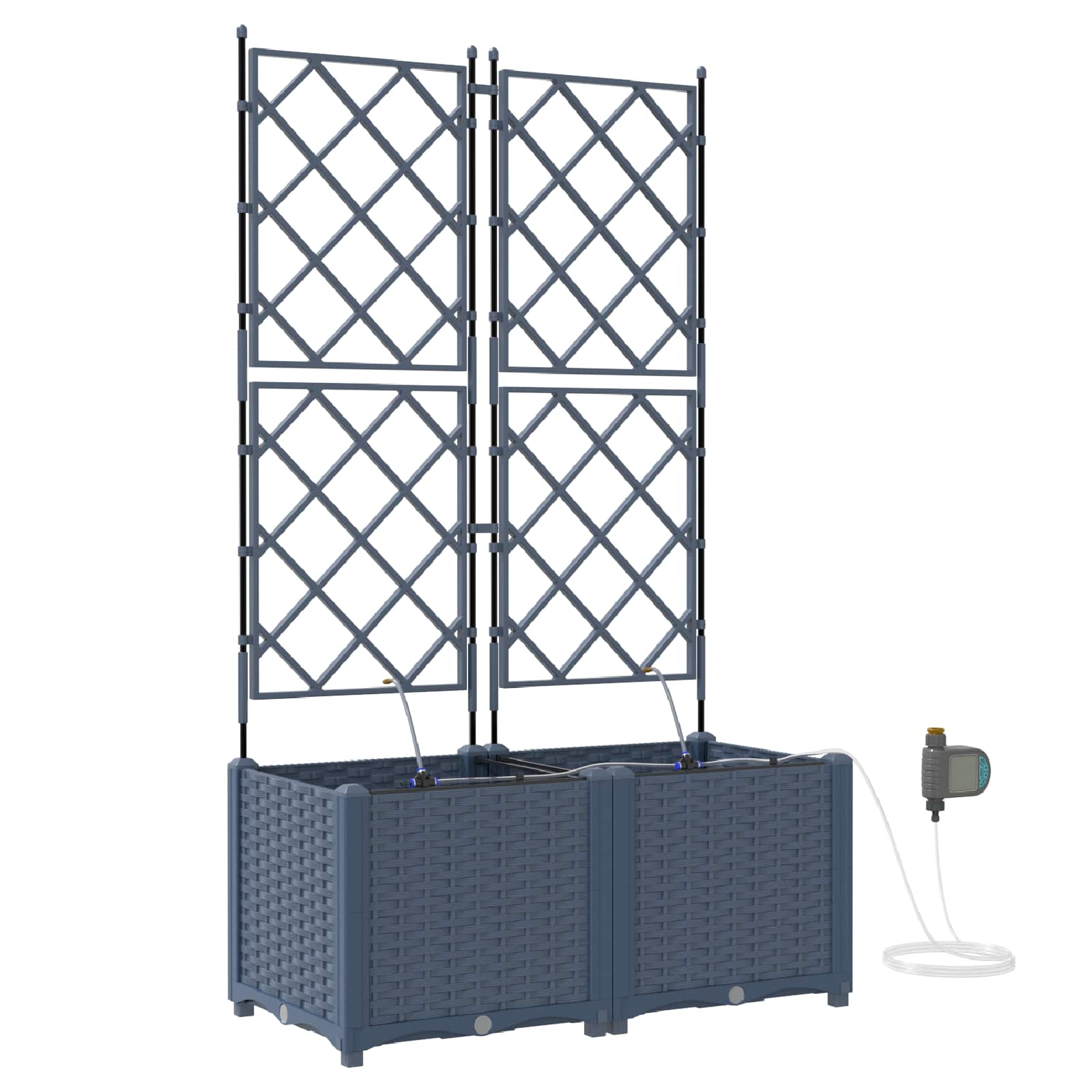 Vaso da giardino 2 pz Grigio 80 x 40 x 142 cm PP