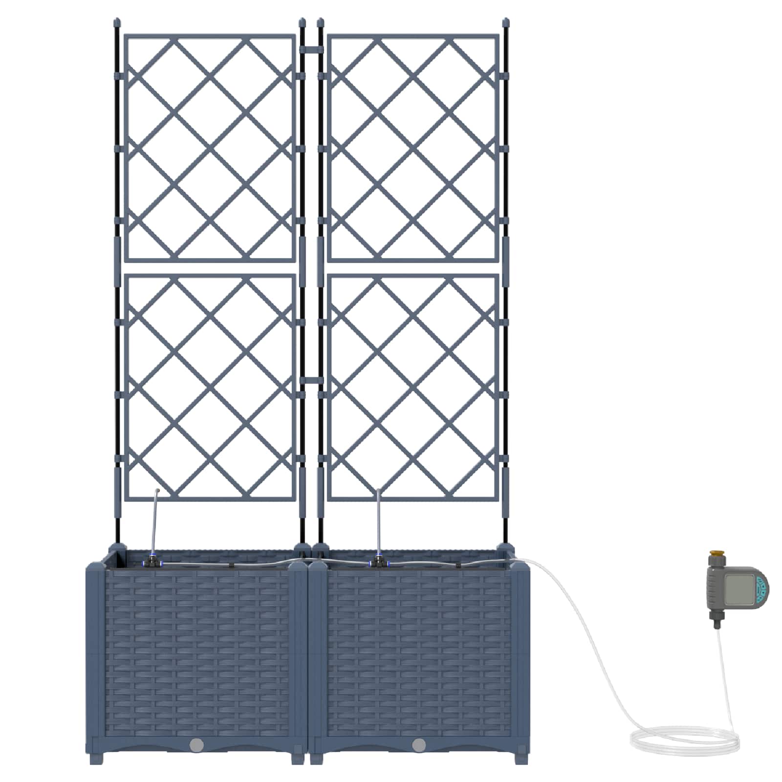 Vaso da giardino 2 pz Grigio 80 x 40 x 142 cm PP