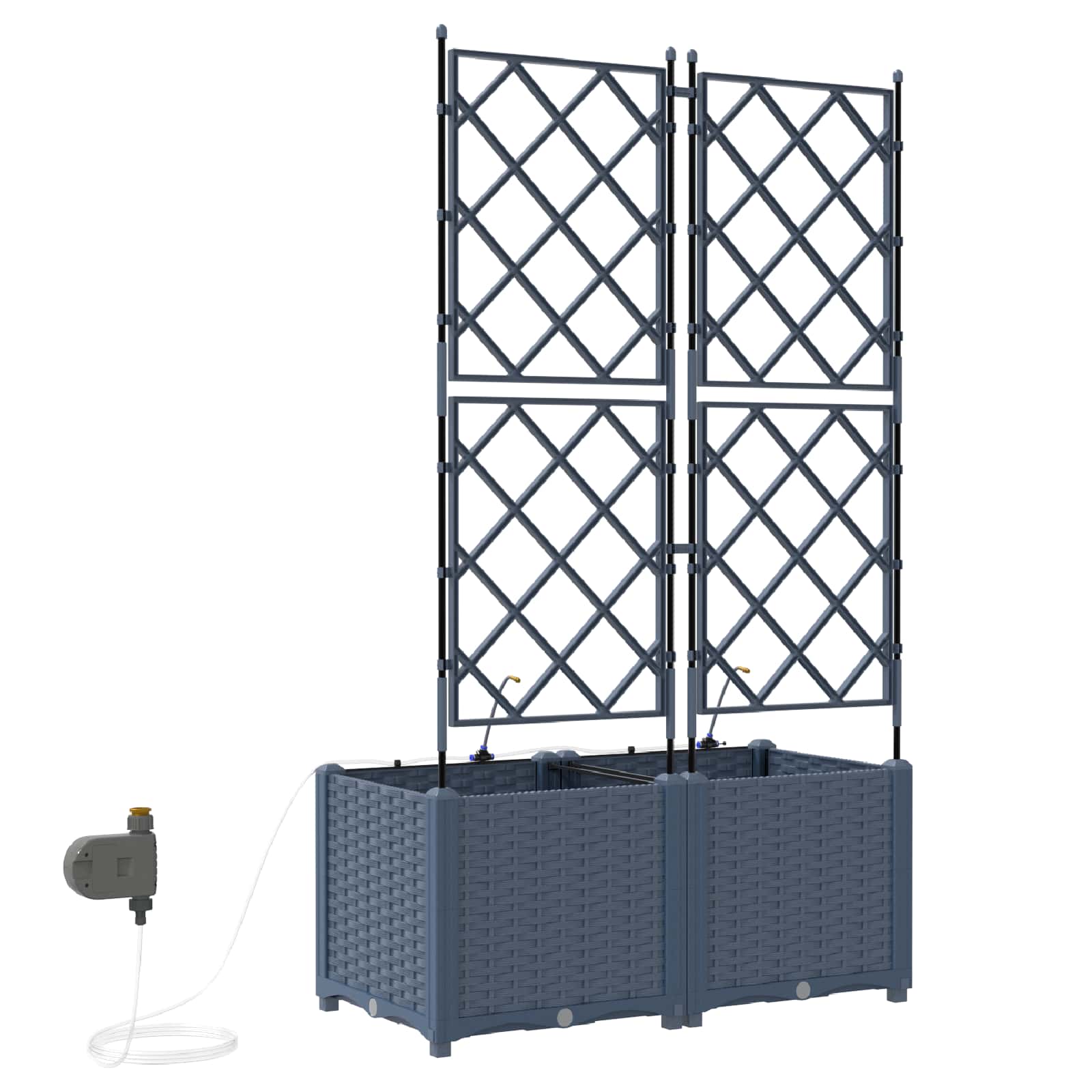 Vaso da giardino 2 pz Grigio 80 x 40 x 142 cm PP