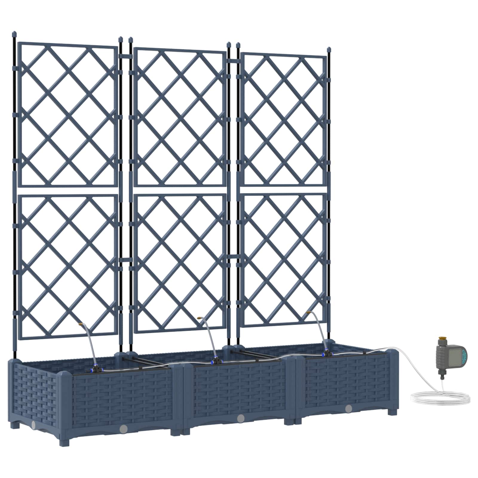 Vaso da giardino 3 pz Grigio 120 x 40 x 126 cm PP