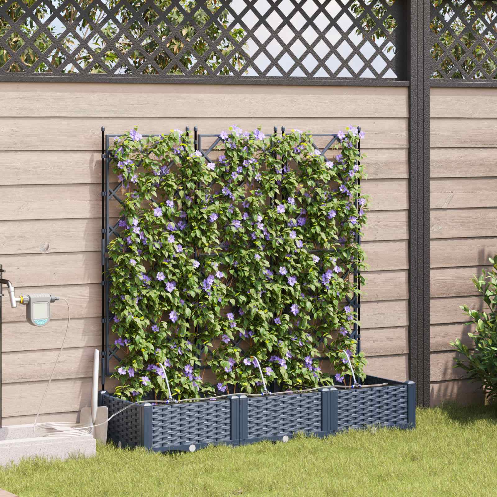 Vaso da giardino 3 pz Grigio 120 x 40 x 126 cm PP