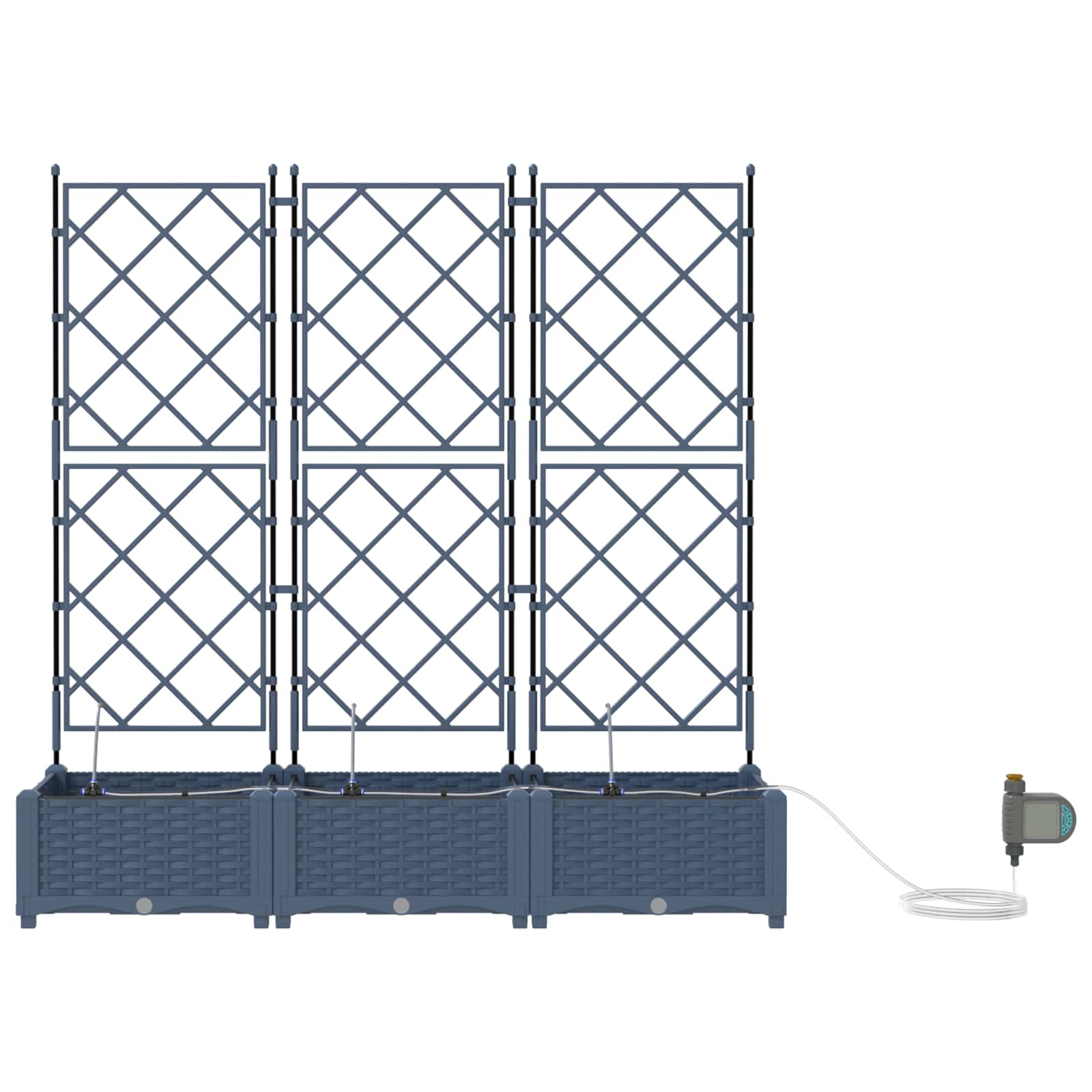 Vaso da giardino 3 pz Grigio 120 x 40 x 126 cm PP