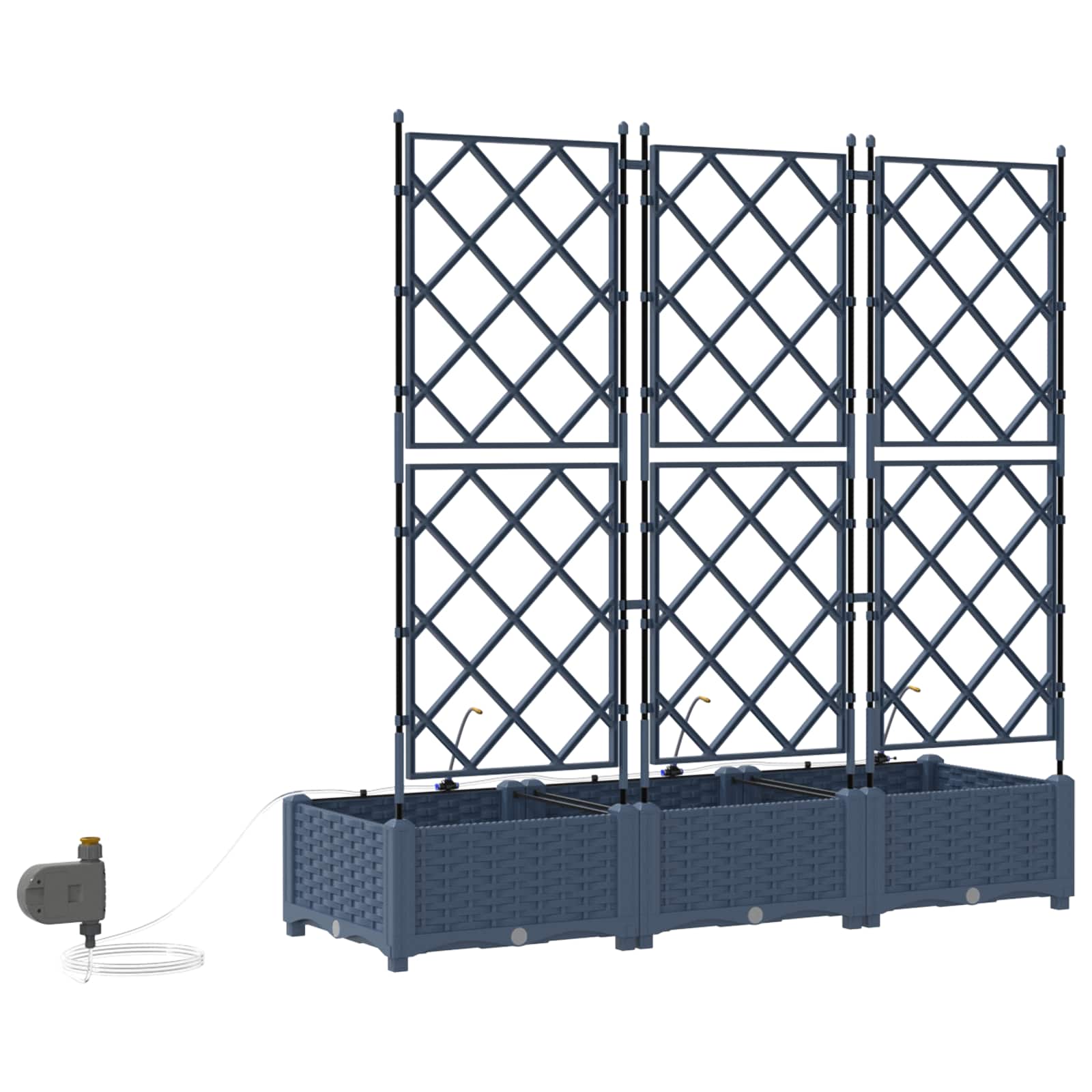 Vaso da giardino 3 pz Grigio 120 x 40 x 126 cm PP