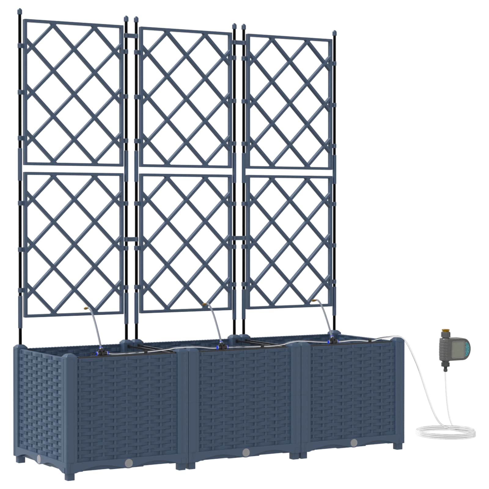 Vaso da giardino 3 pz Grigio 120 x 40 x 142 cm PP