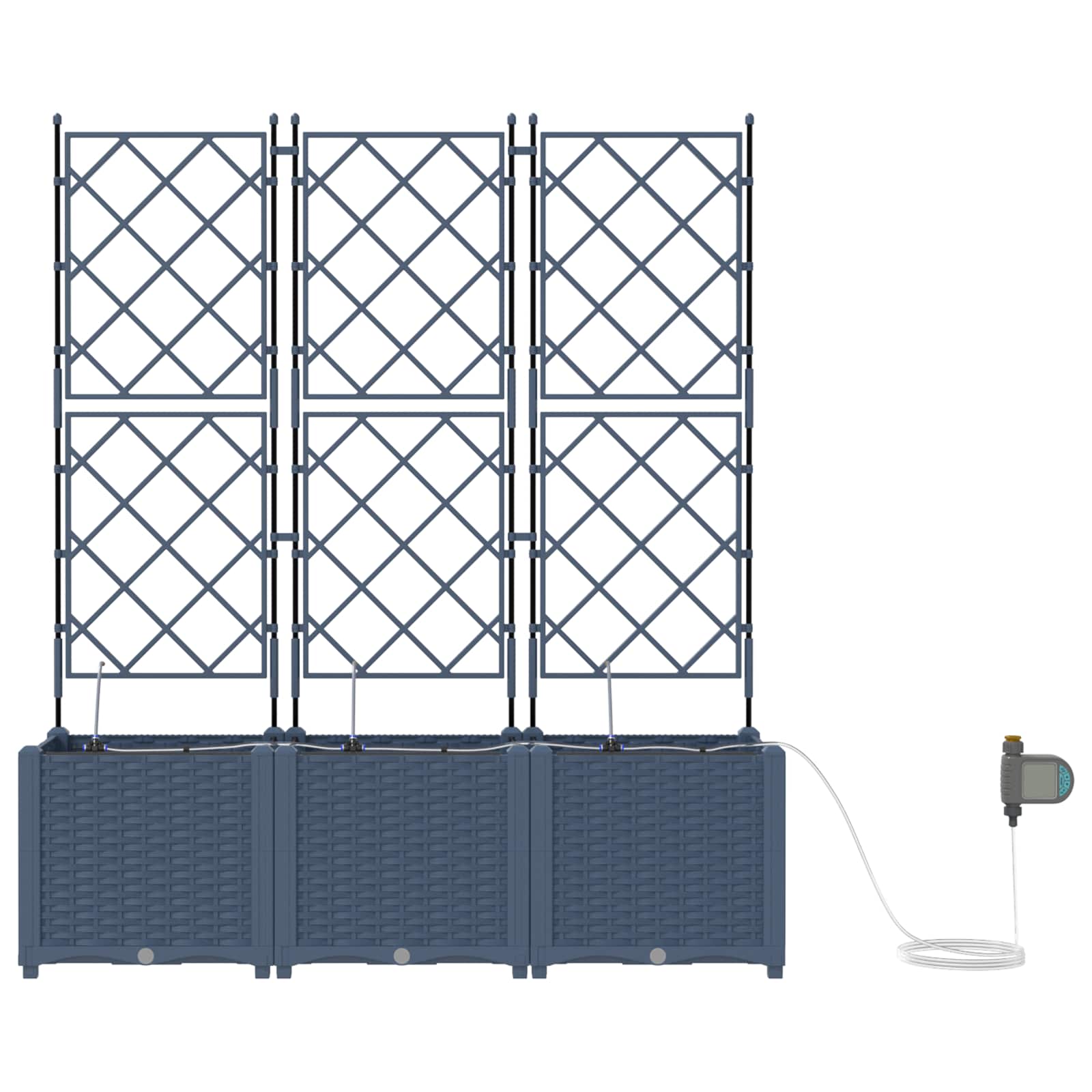 Vaso da giardino 3 pz Grigio 120 x 40 x 142 cm PP