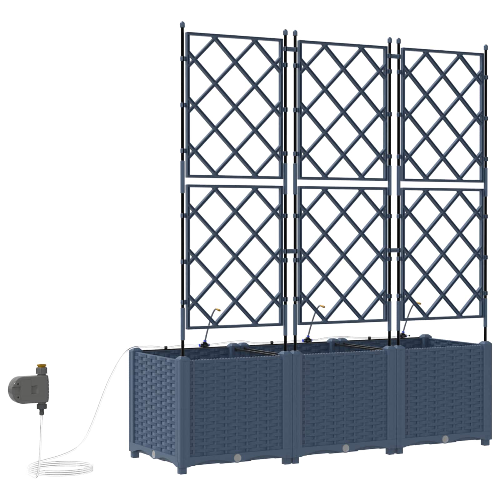 Vaso da giardino 3 pz Grigio 120 x 40 x 142 cm PP
