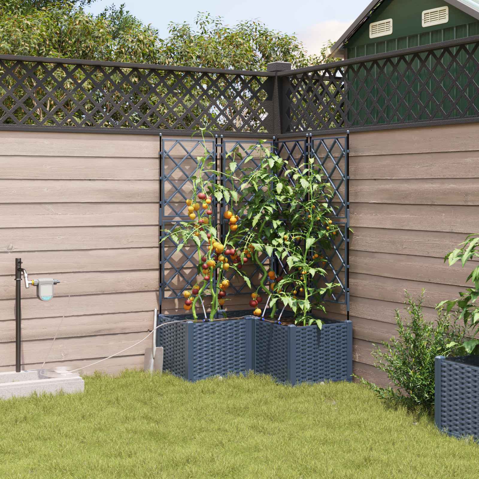 Vaso da giardino 3 pz Grigio 80 x 80 x 142 cm PP