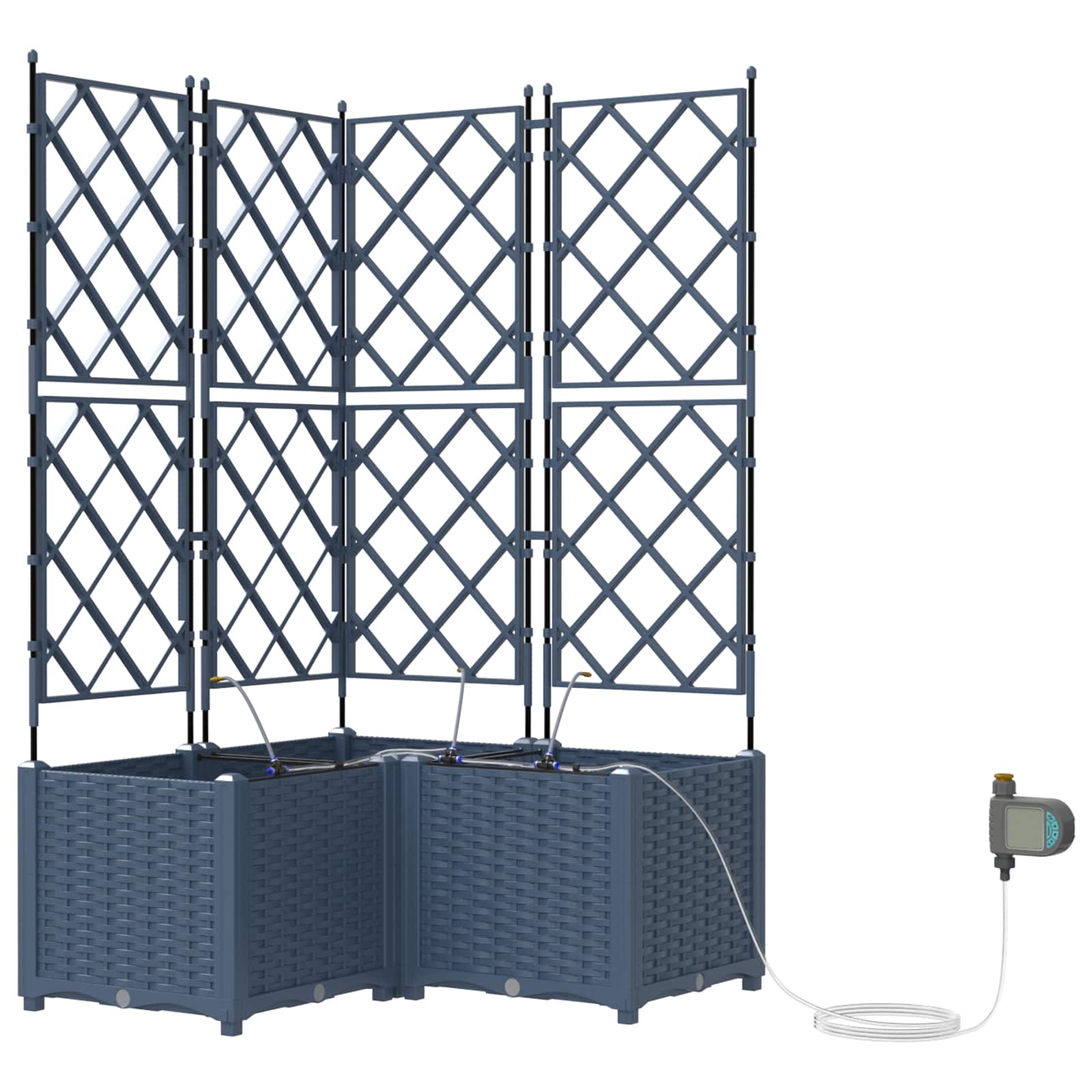 Vaso da giardino 3 pz Grigio 80 x 80 x 142 cm PP