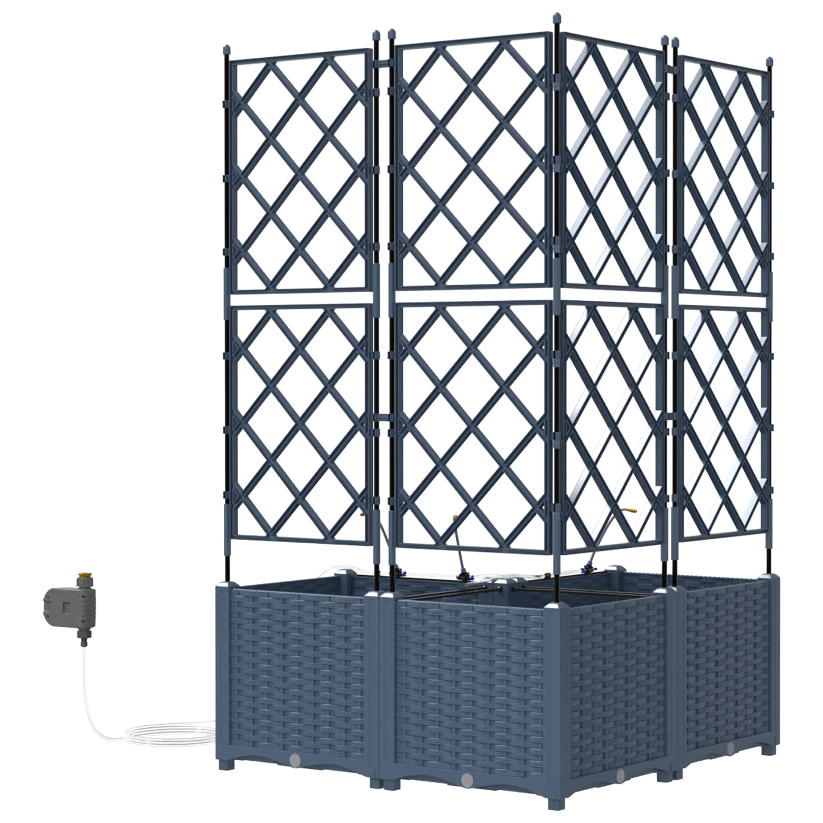 Vaso da giardino 3 pz Grigio 80 x 80 x 142 cm PP