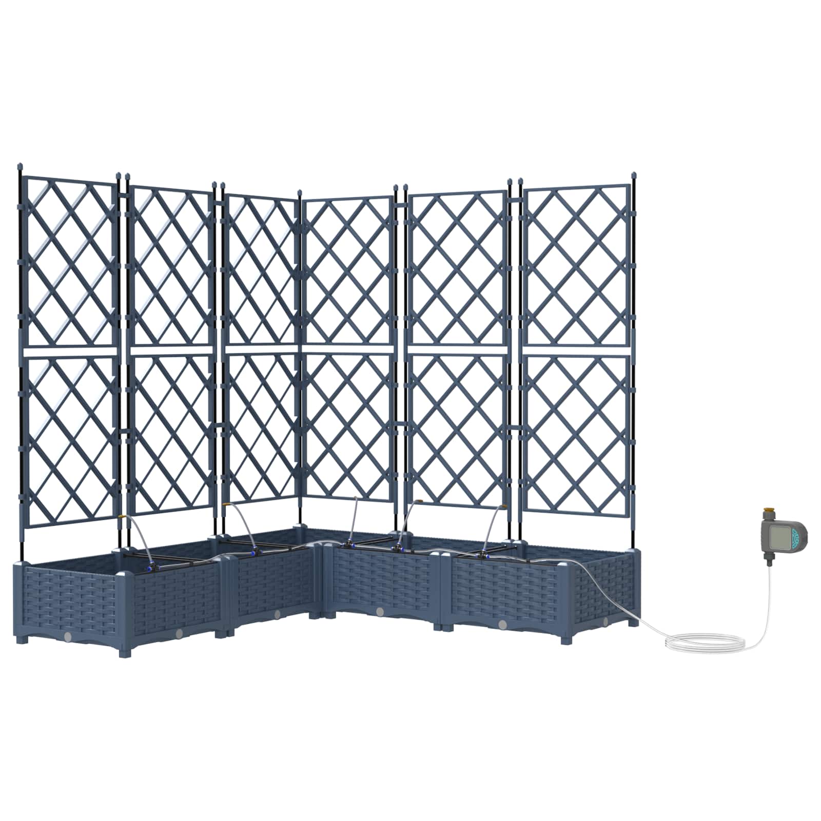 Vaso da giardino 5 pz Grigio 120 x 120 x 126 cm PP