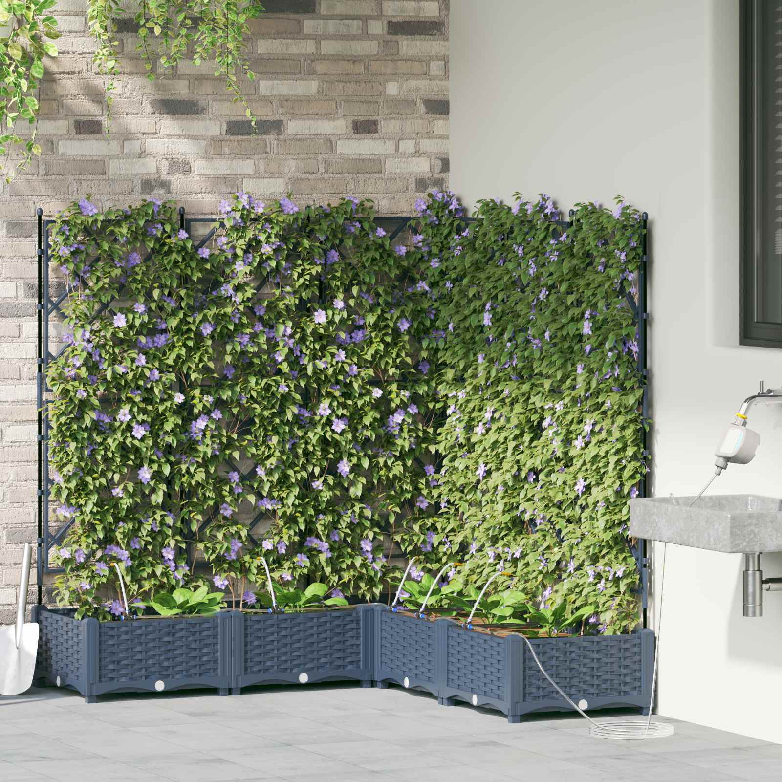 Vaso da giardino 5 pz Grigio 120 x 120 x 126 cm PP