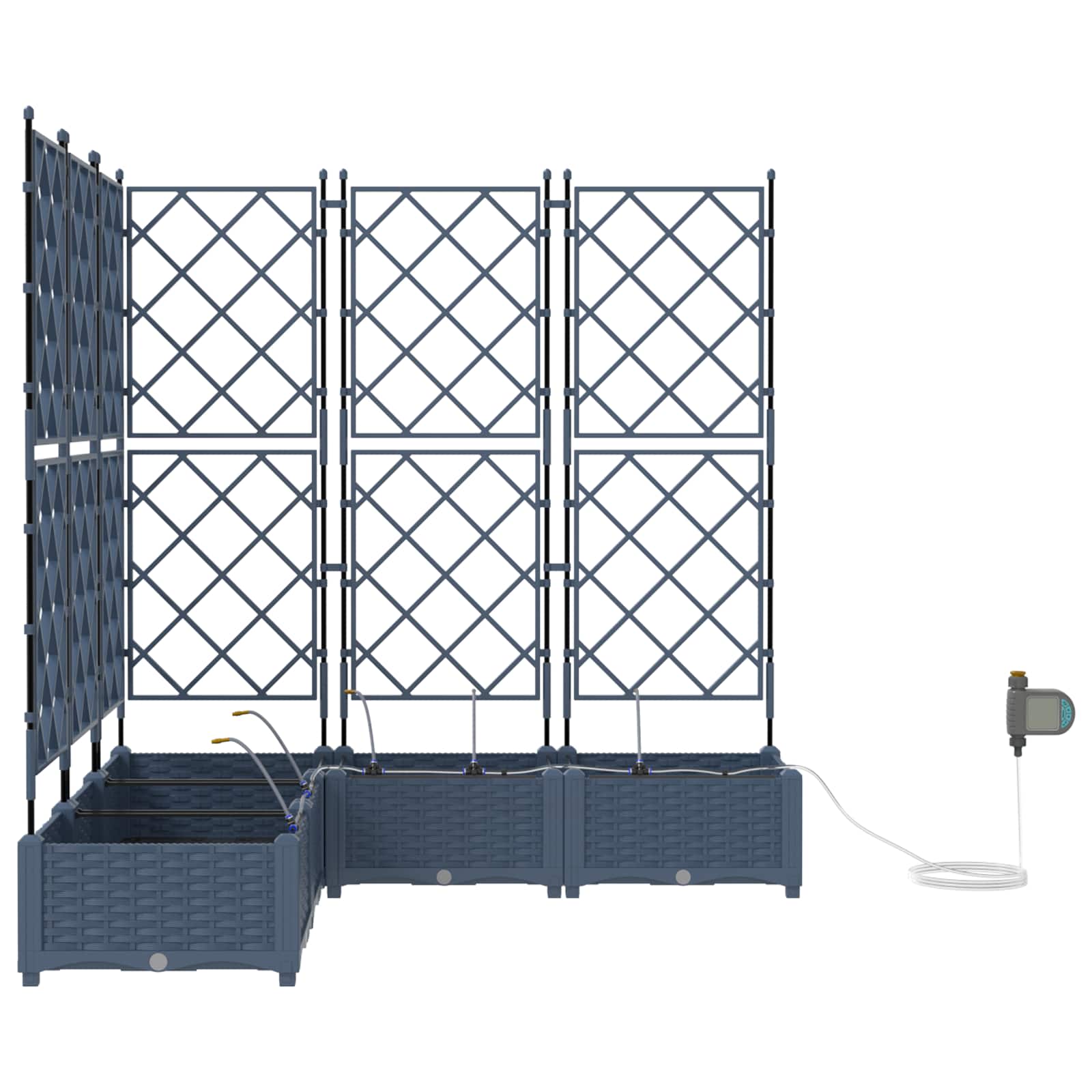 Vaso da giardino 5 pz Grigio 120 x 120 x 126 cm PP