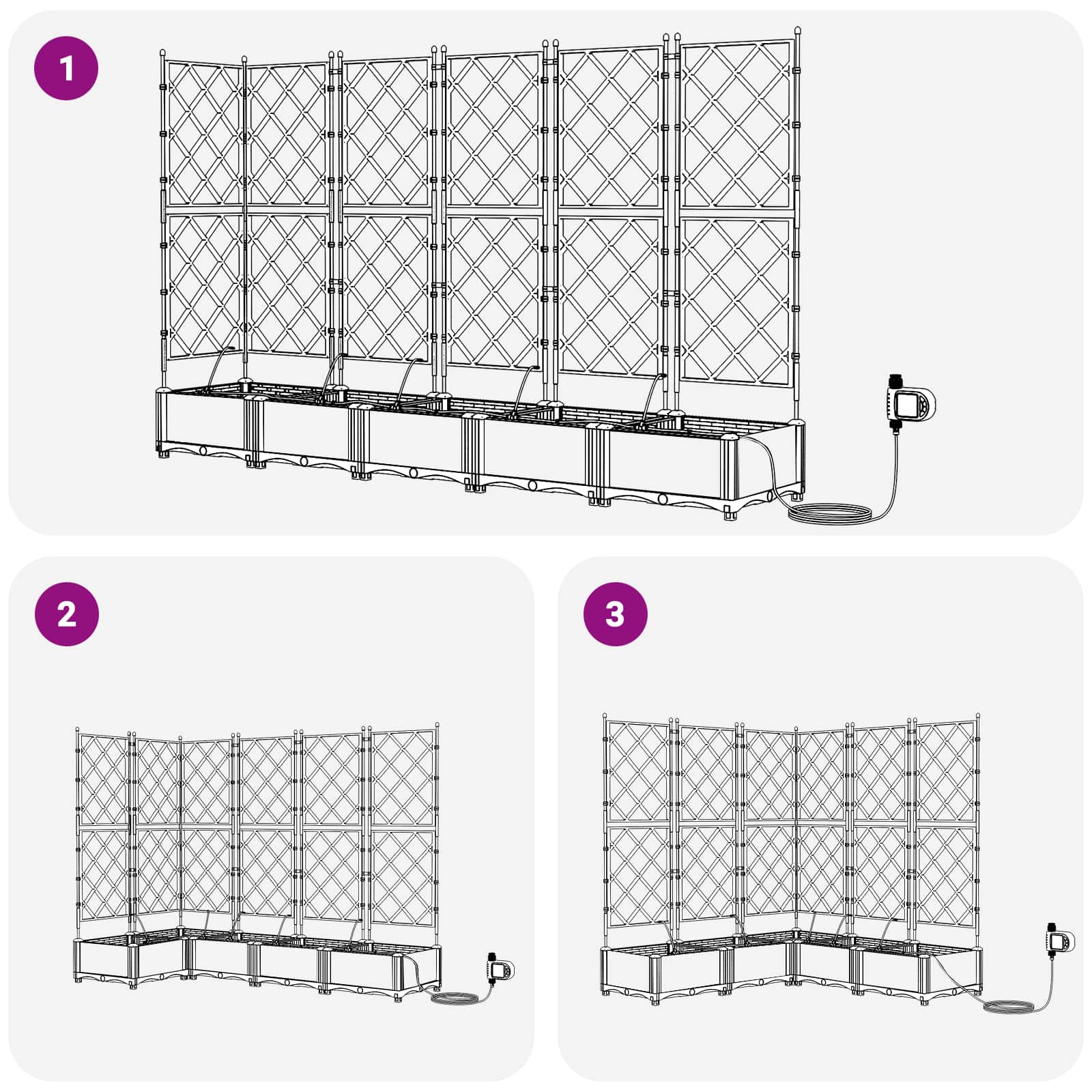 Vaso da giardino 5 pz Grigio 120 x 120 x 126 cm PP