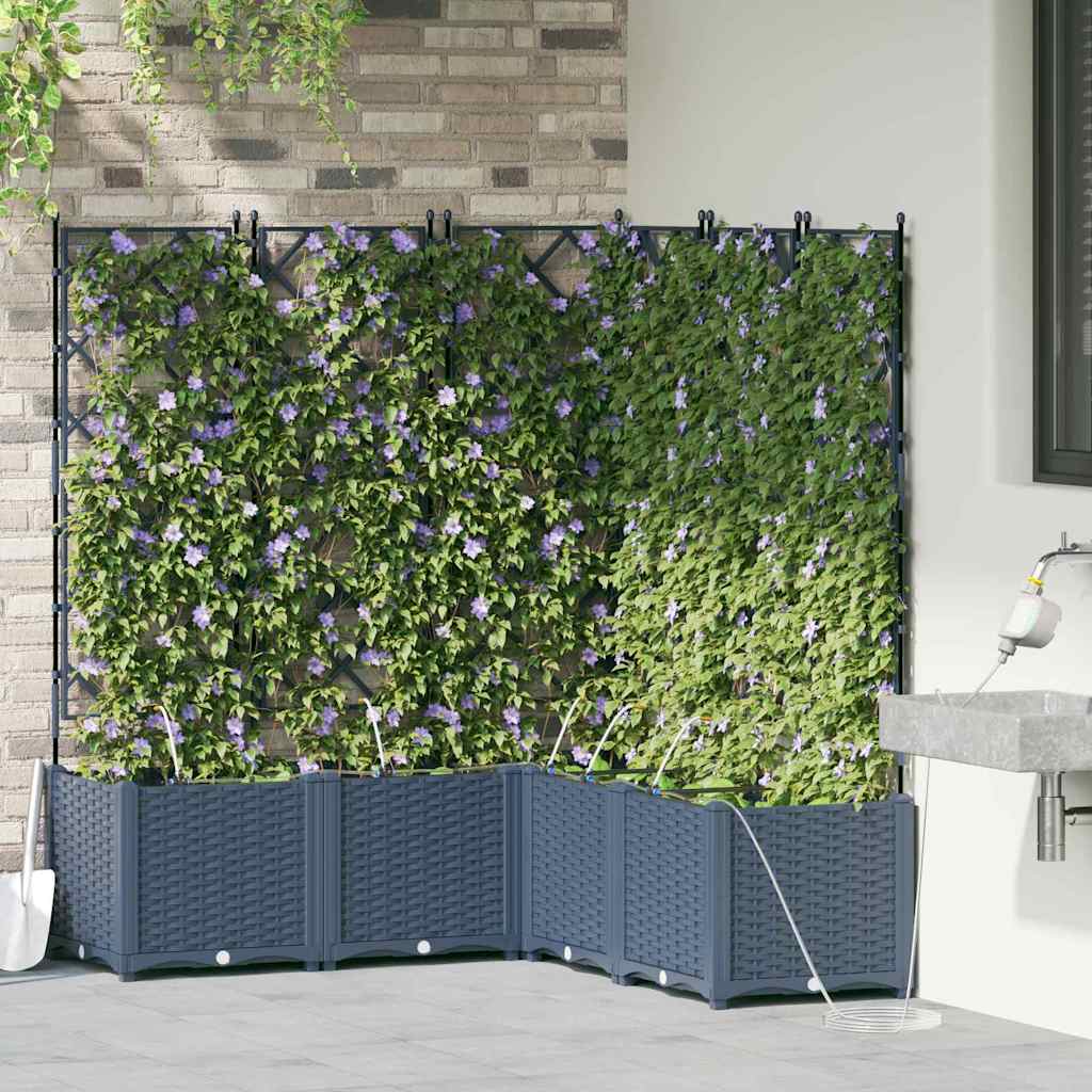 Vaso da giardino 5 pz Grigio 120 x 120 x 142 cm PP
