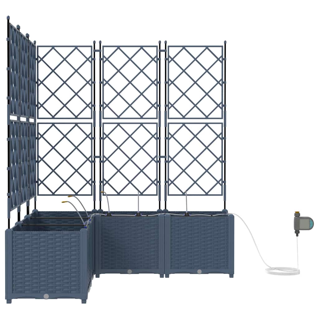 Vaso da giardino 5 pz Grigio 120 x 120 x 142 cm PP