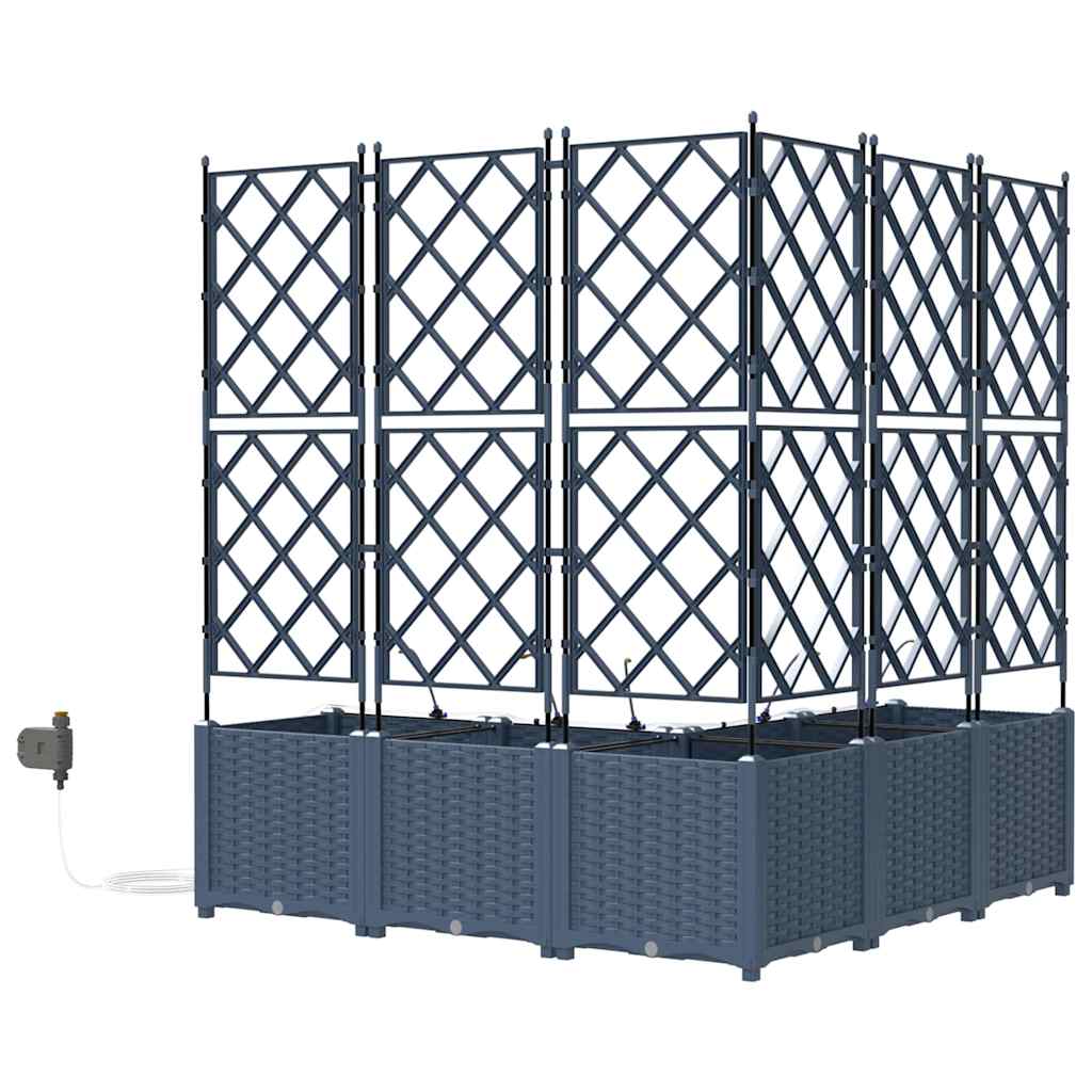 Vaso da giardino 5 pz Grigio 120 x 120 x 142 cm PP
