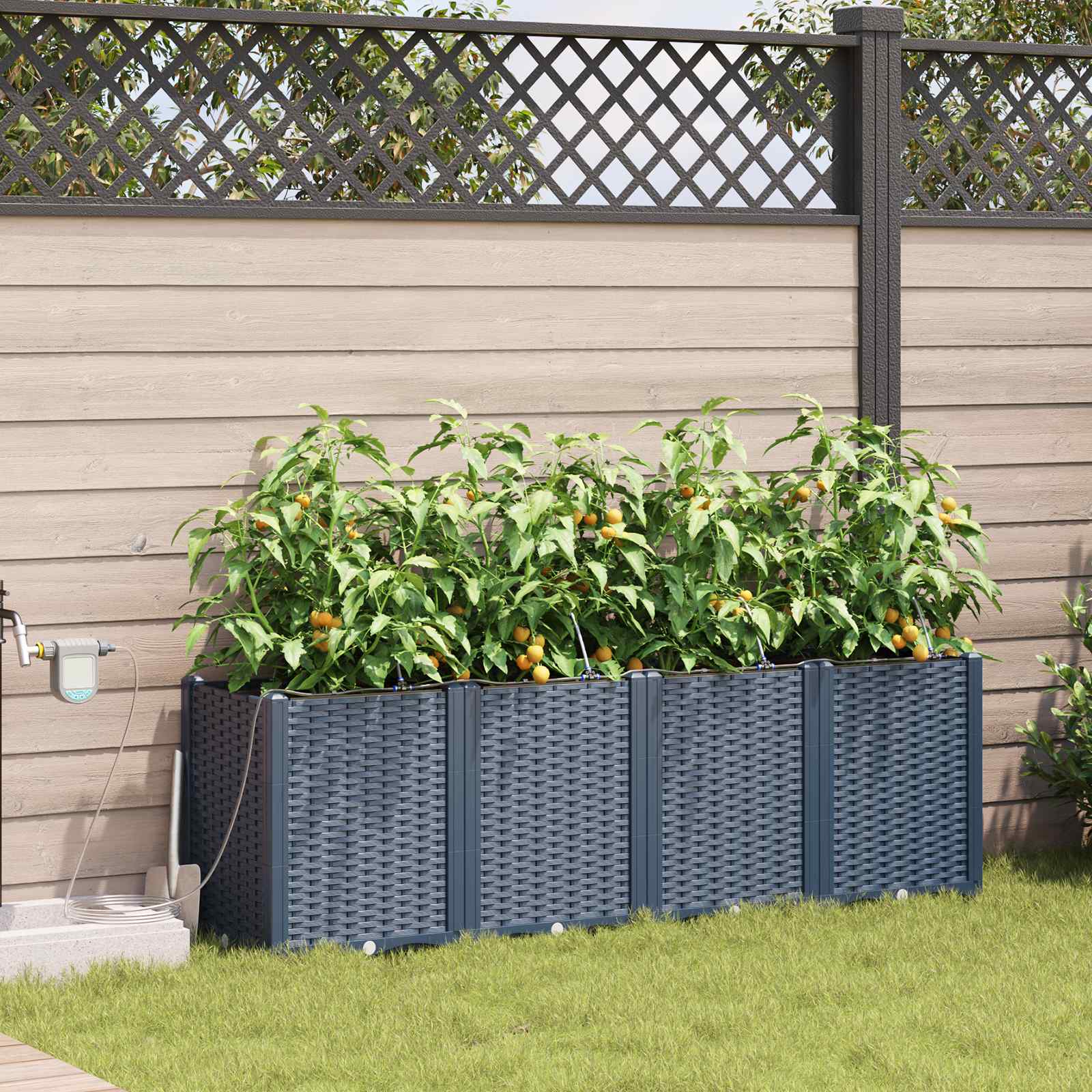 Vaso da giardino 4 pz Grigio 160 x 40 x 52 cm PP