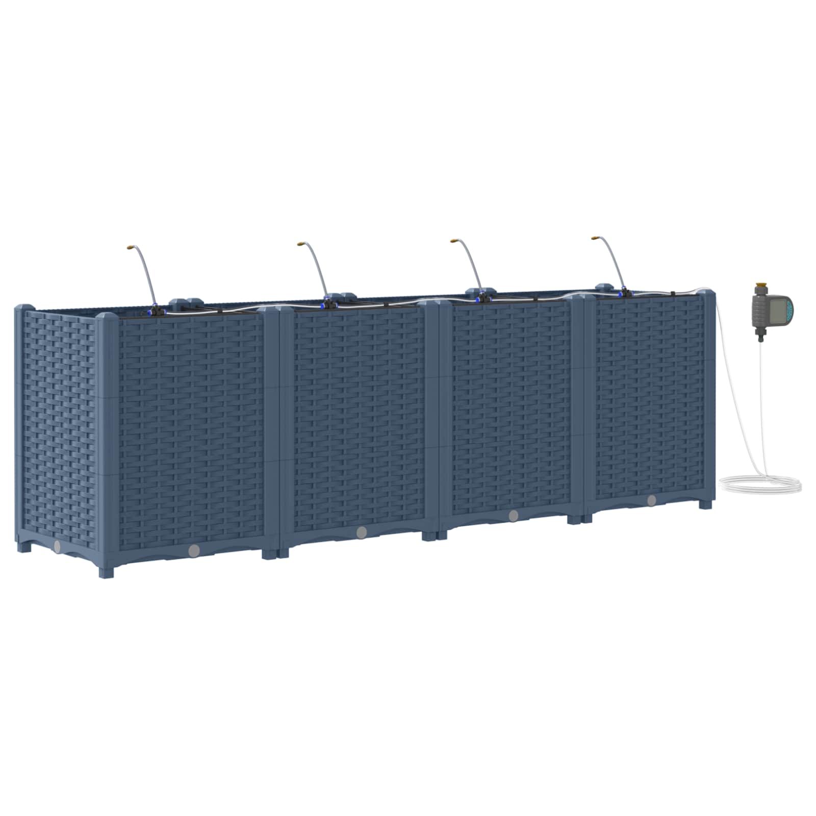 Vaso da giardino 4 pz Grigio 160 x 40 x 52 cm PP