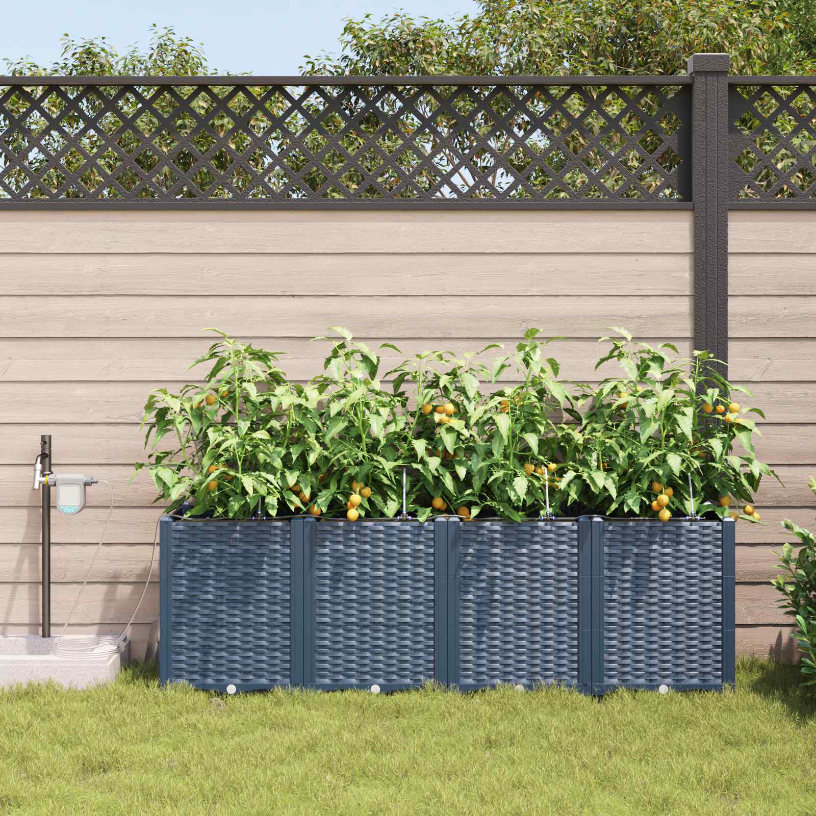 Vaso da giardino 4 pz Grigio 160 x 40 x 52 cm PP