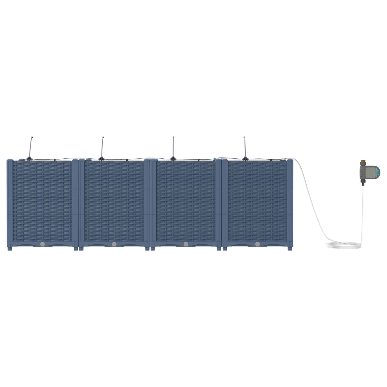 Vaso da giardino 4 pz Grigio 160 x 40 x 52 cm PP