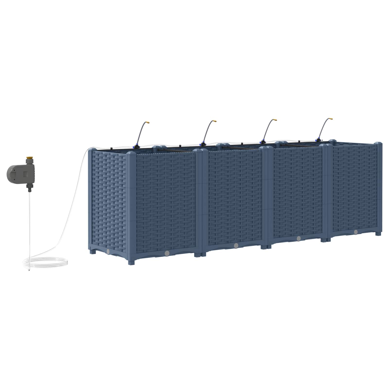 Vaso da giardino 4 pz Grigio 160 x 40 x 52 cm PP