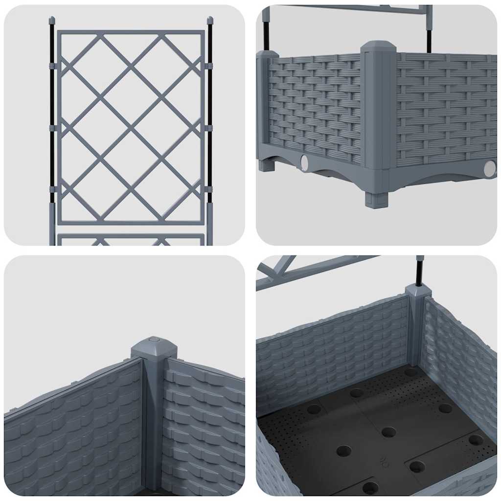 Vaso da giardino Grigio Chiaro 40 x 40 x 125,5 cm PP