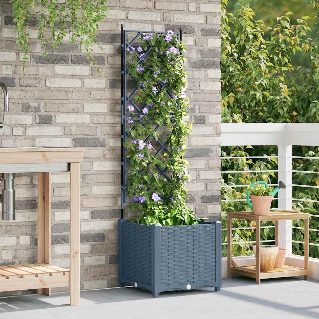 Vaso da giardino Grigio Chiaro 40 x 40 x 143 cm PP