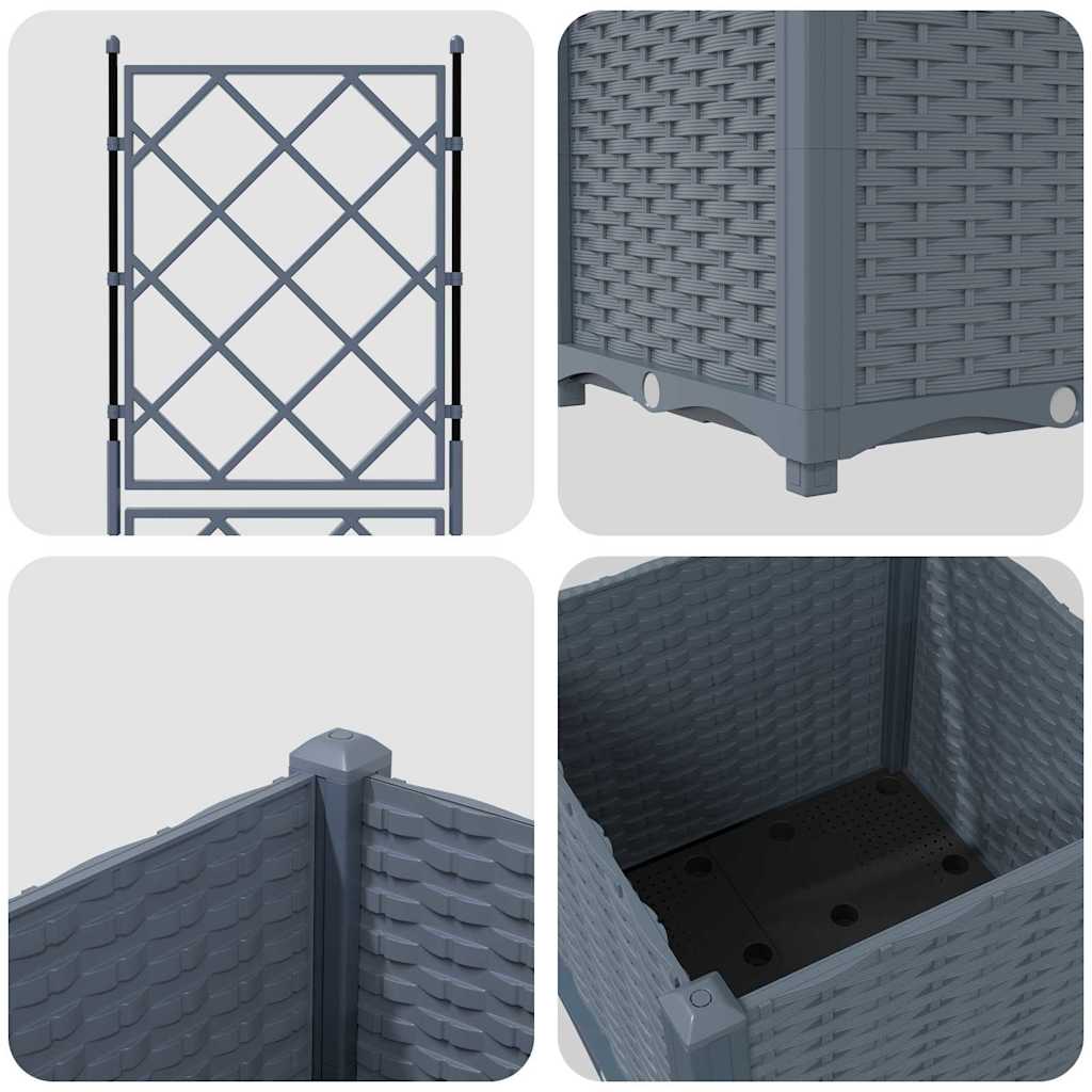 Vaso da giardino Grigio Chiaro 40 x 40 x 143 cm PP