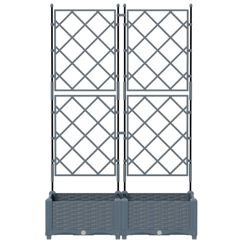 Vaso da giardino 2 pz Grigio Chiaro 80 x 40 x 125,5 cm PP
